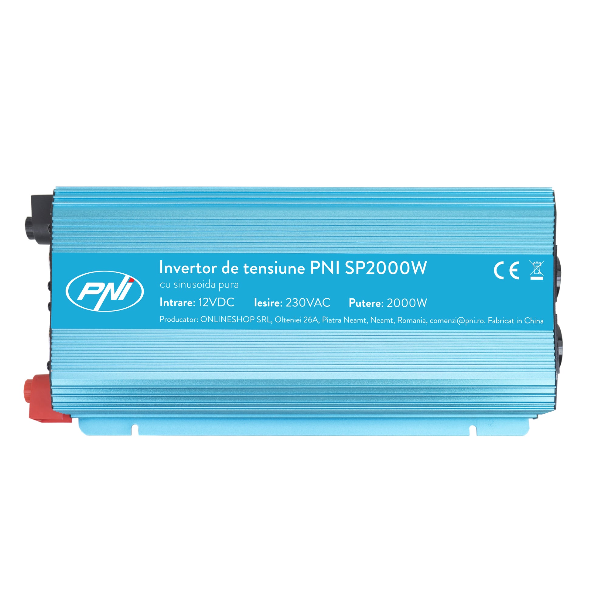 Invertor de tensiune PNI SP2000W cu sinusoida pura, intrare 12V DC, iesire 230V AC, putere 2000W