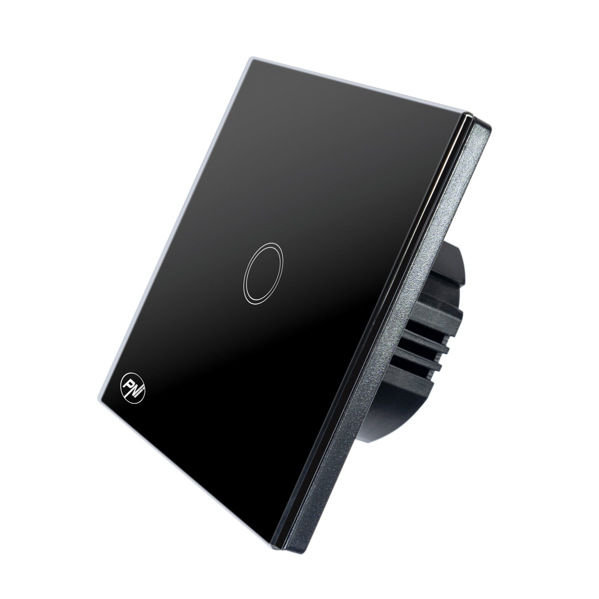 Intrerupator simplu cu touch PNI SH121, din sticla, negru, cu LED indicator, 10A 200W