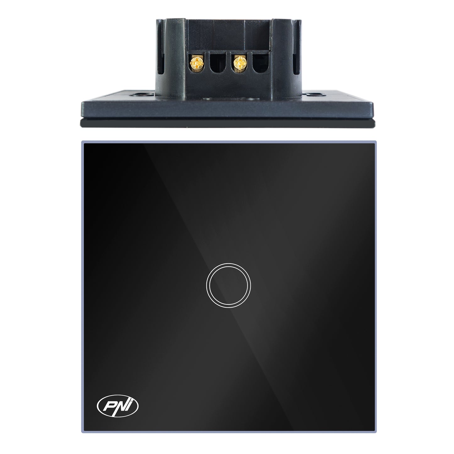 Intrerupator simplu cu touch PNI SH121, din sticla, negru, cu LED indicator, 10A 200W