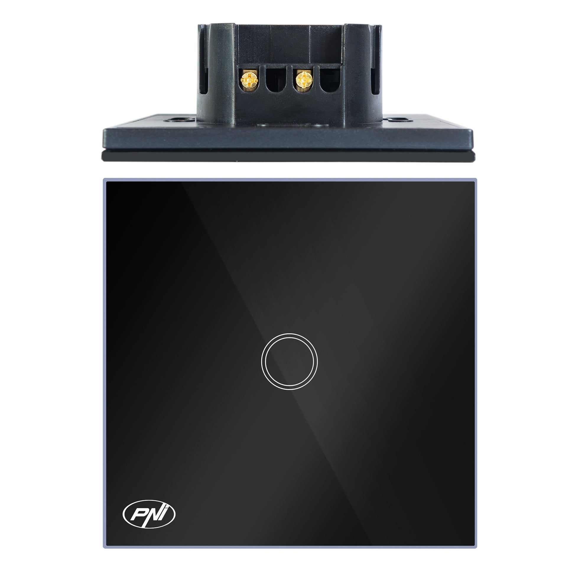 Intrerupator simplu cu touch PNI SH121, din sticla, negru, cu LED indicator, 10A 200W