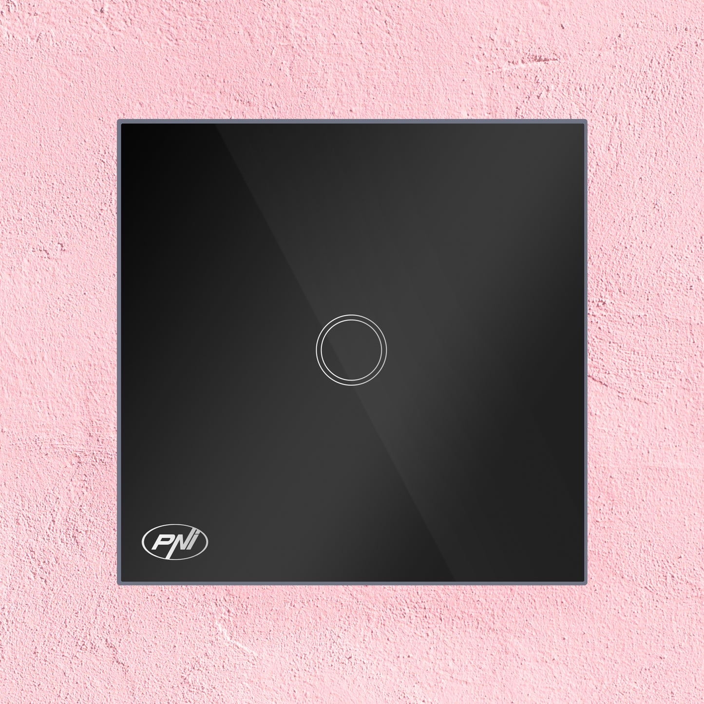 Intrerupator simplu cu touch PNI SH121, din sticla, negru, cu LED indicator, 10A 200W