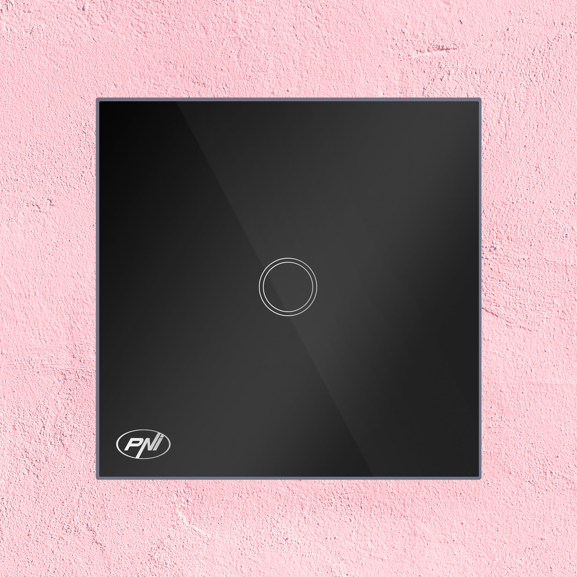 Intrerupator simplu cu touch PNI SH121, din sticla, negru, cu LED indicator, 10A 200W