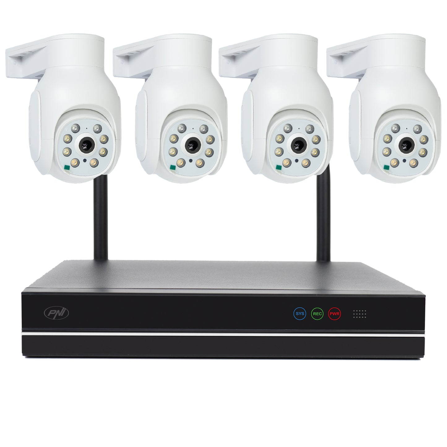 Kit supraveghere video PNI House WiFi834 NVR si 4 camere wireless de exterior 3MP, P2P, IP66