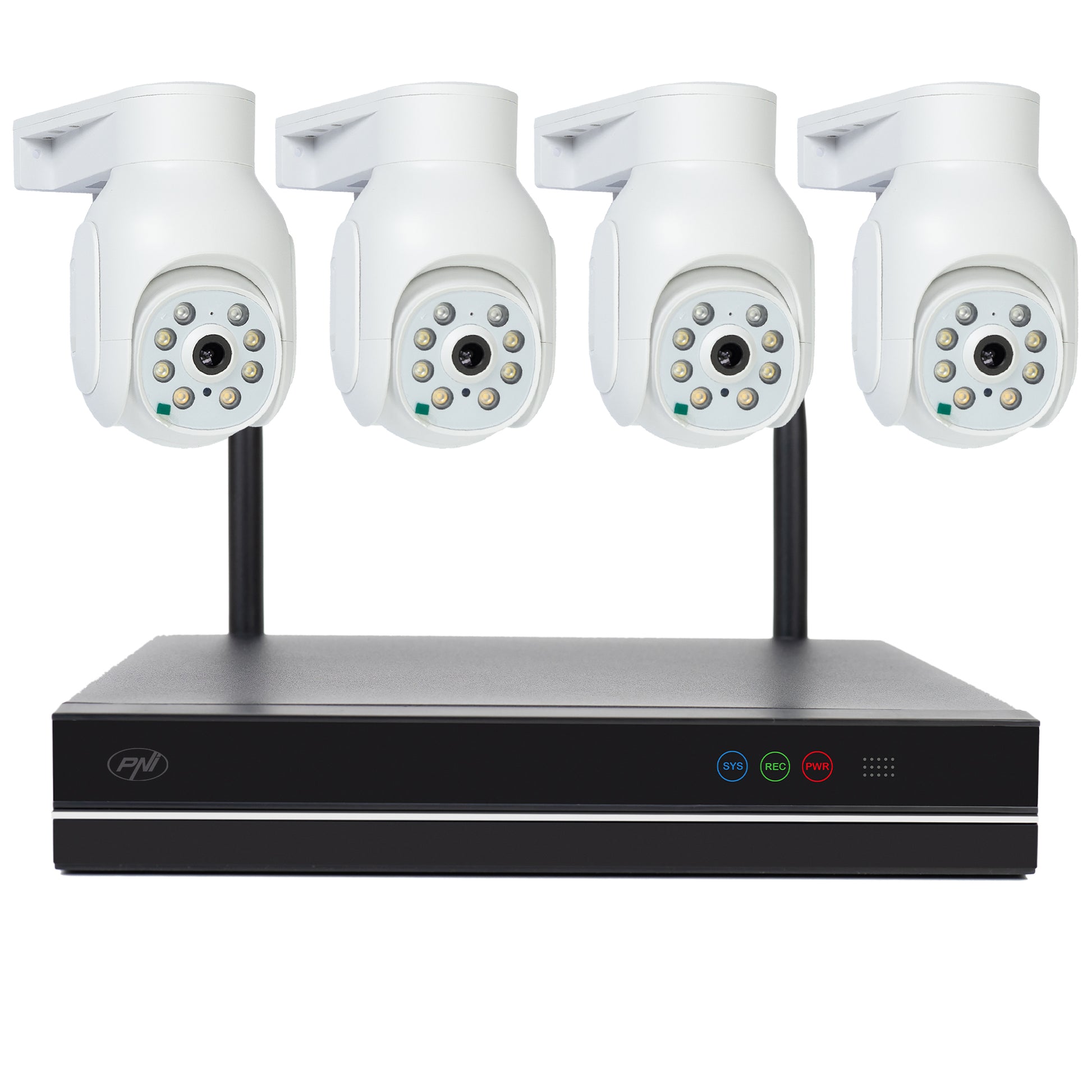 Kit supraveghere video PNI House WiFi834 NVR si 4 camere wireless de exterior 3MP, P2P, IP66