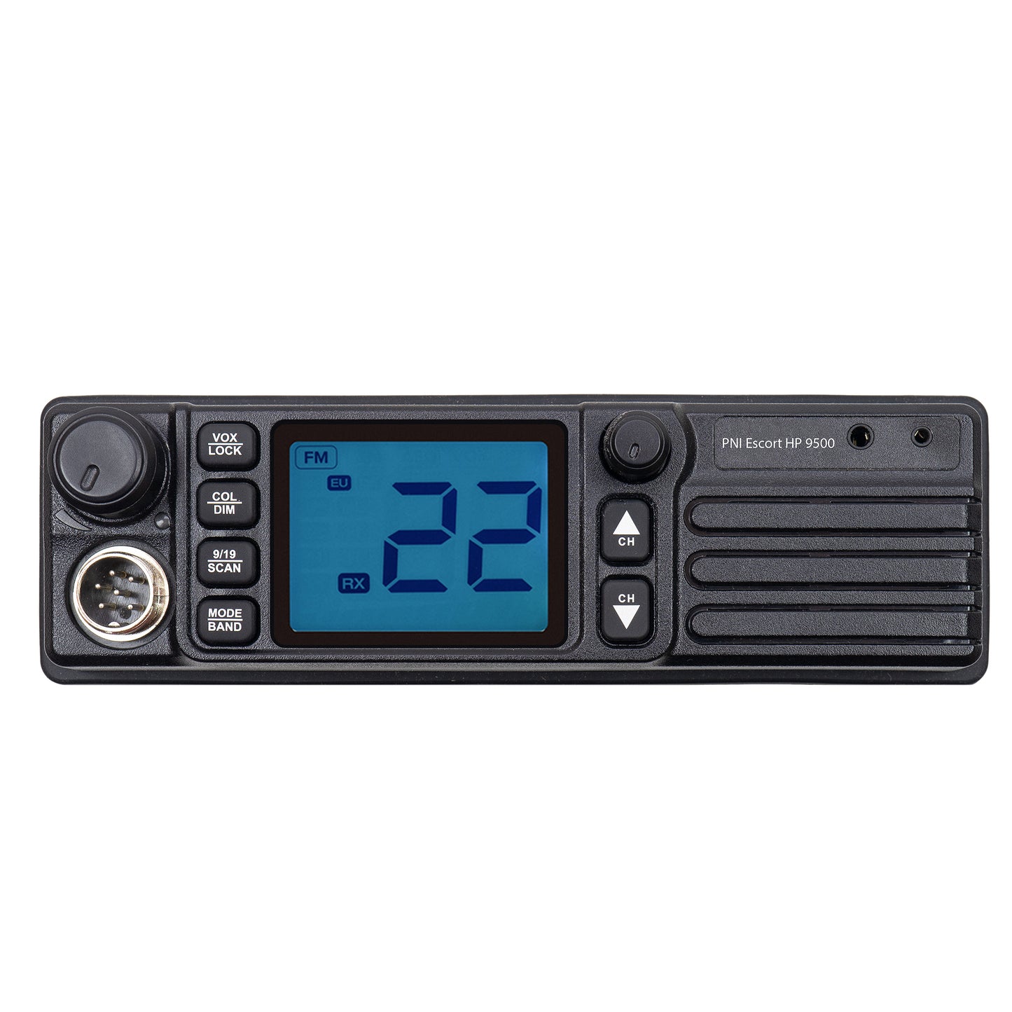 Statie radio CB PNI Escort HP 9500 multistandard, difuzor frontal, ASQ, VOX, Scan, 4W, AM-FM, alimentare 12V - 24V, mufa de bricheta inclusa