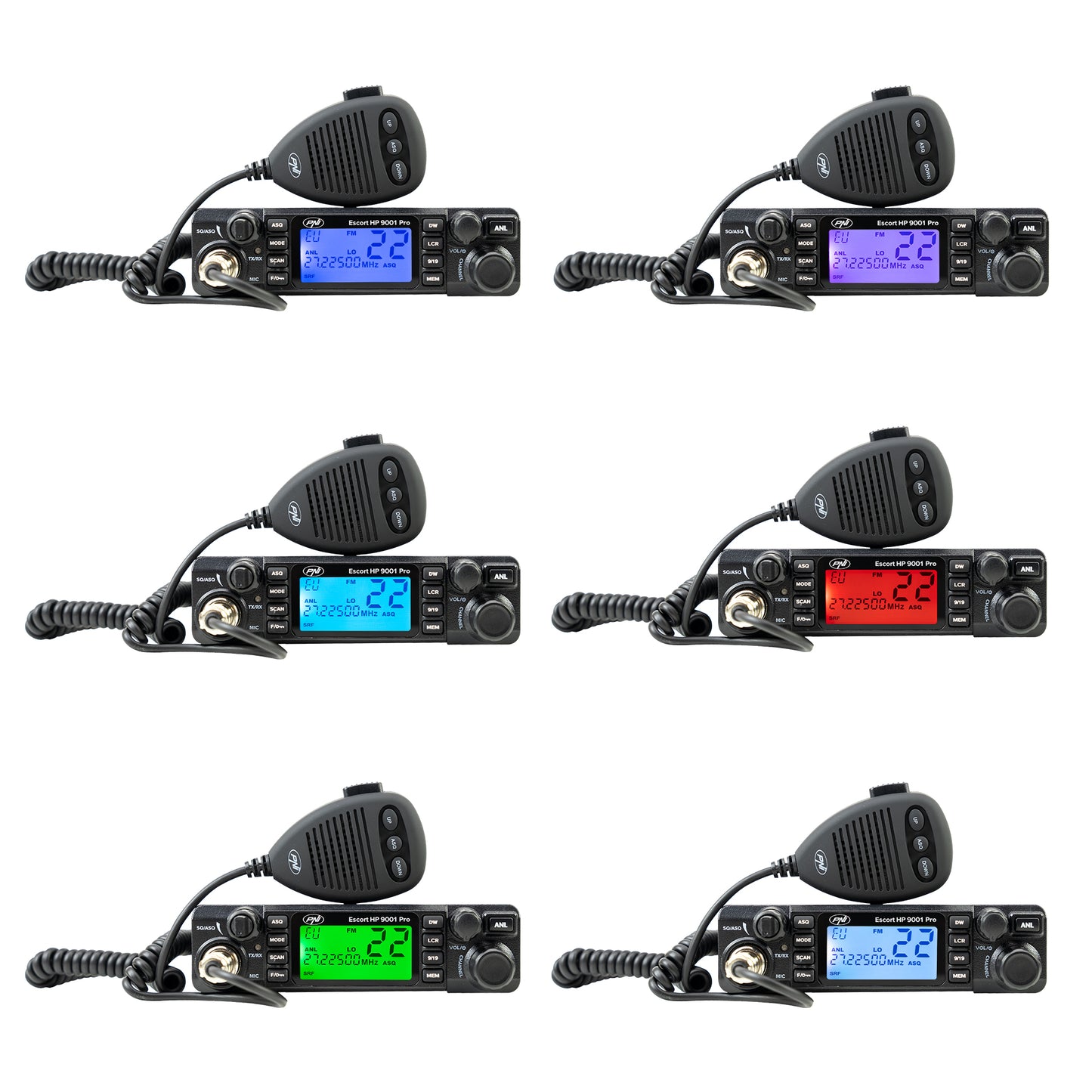 Statie radio CB PNI Escort HP 9001 PRO ASQ reglabil, AM-FM, 12V/24V, 4W, Scan, Dual Watch, ANL, ecran multicolor