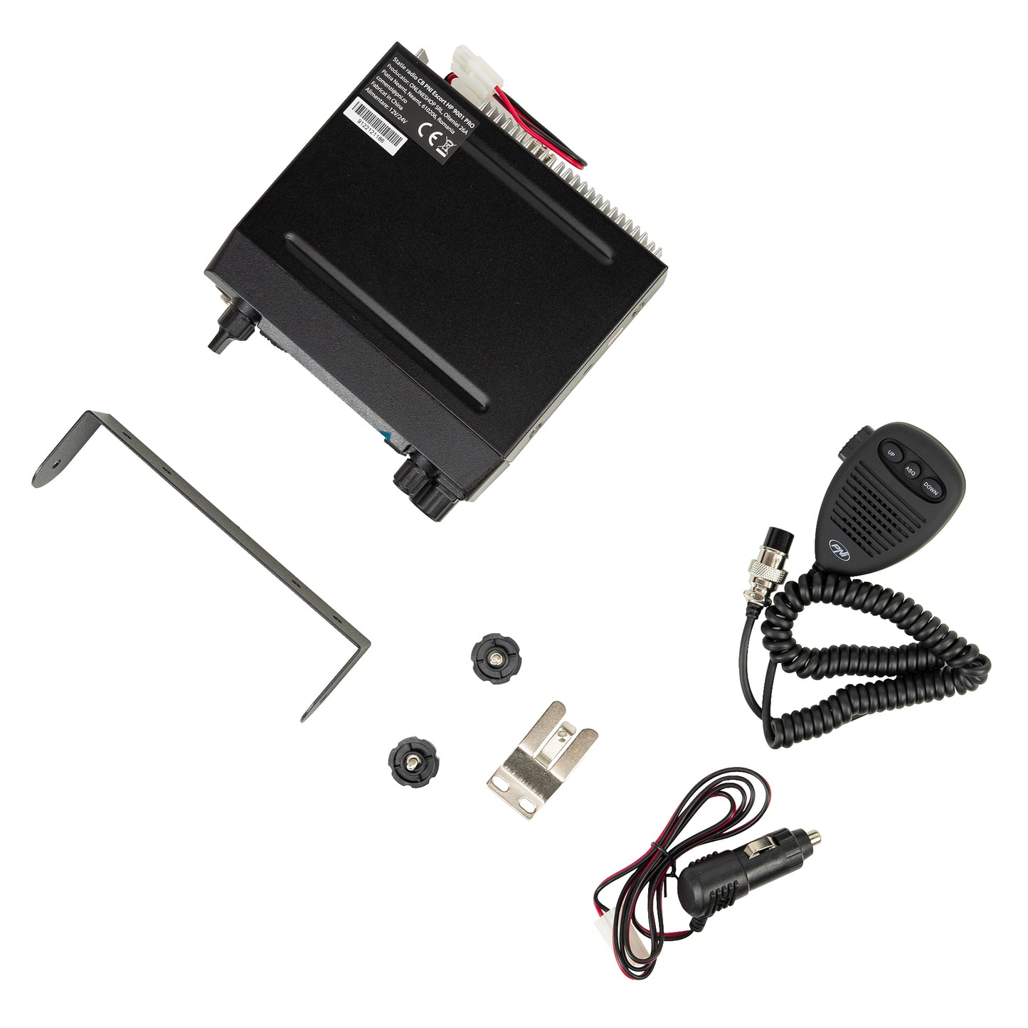 Statie radio CB PNI Escort HP 9001 PRO ASQ reglabil, AM-FM, 12V/24V, 4W, Scan, Dual Watch, ANL, ecran multicolor