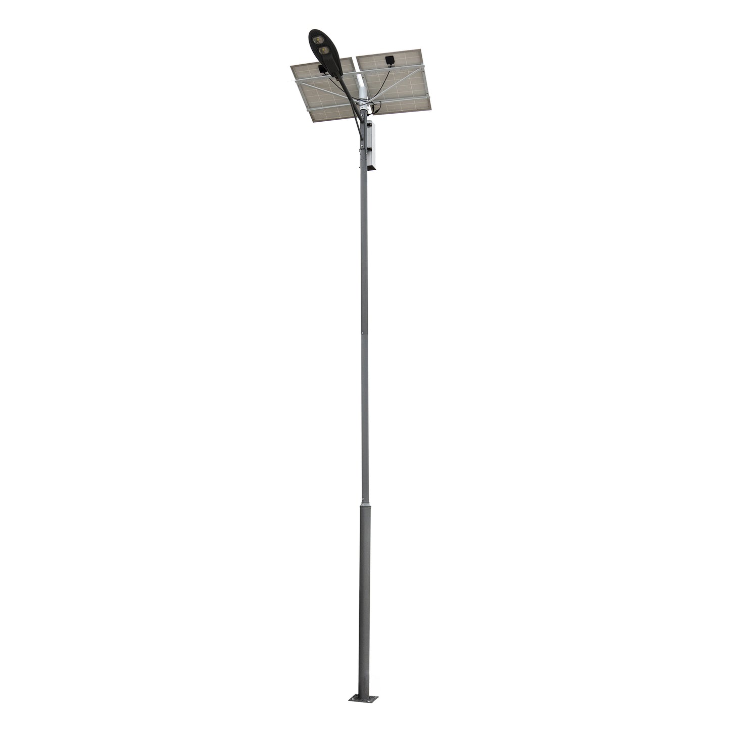 Stalp de iluminat stradal PNI SL802 cu doua panouri fotovoltaice 2 x 80W, proiector LED 2 x 30W, acumulator 60Ah si stalp de montaj lungime 6 metri