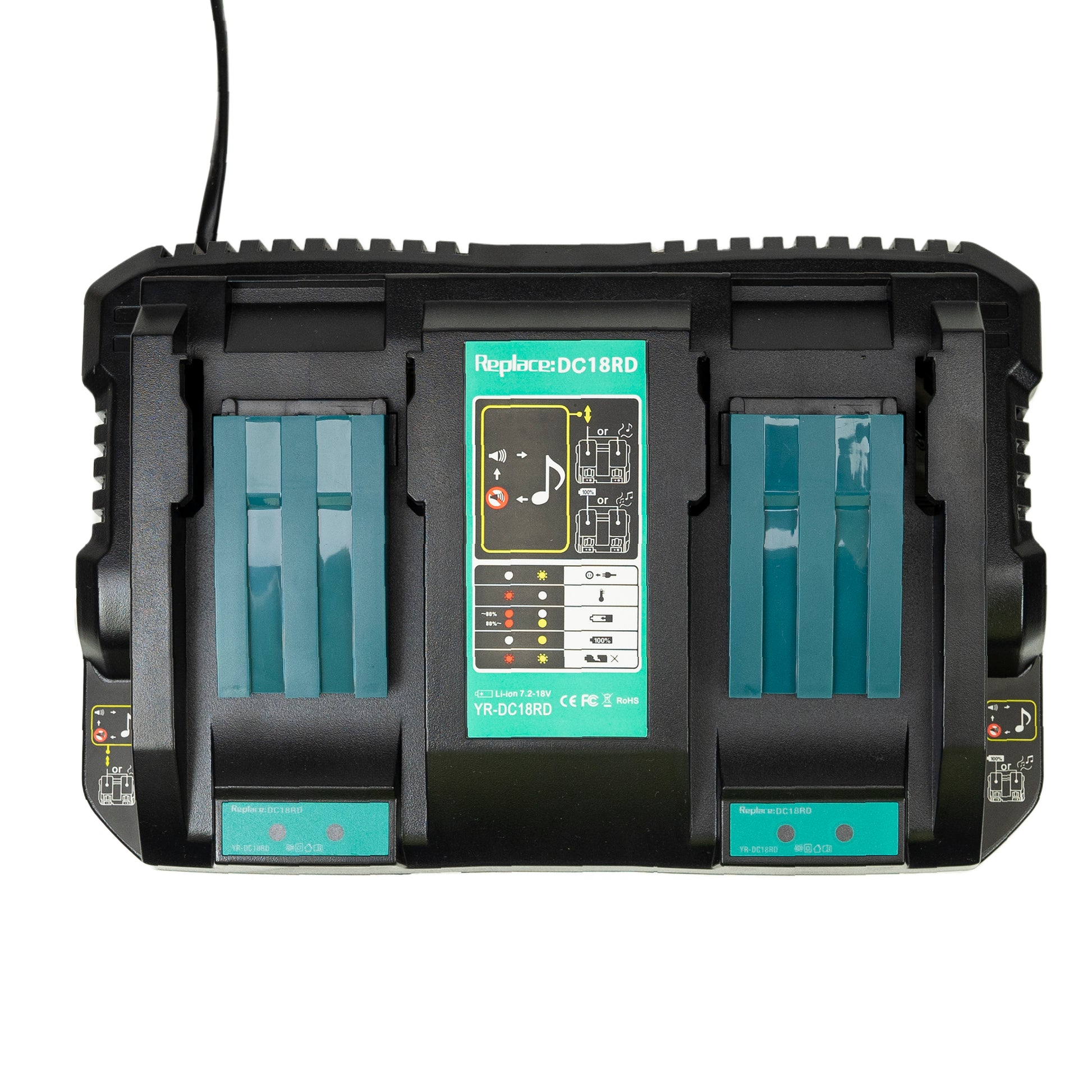 Kit incarcator dublu cu acumulatori PNI DCH218, cu doua porturi USB, include 2 acumulatori 18V 5Ah