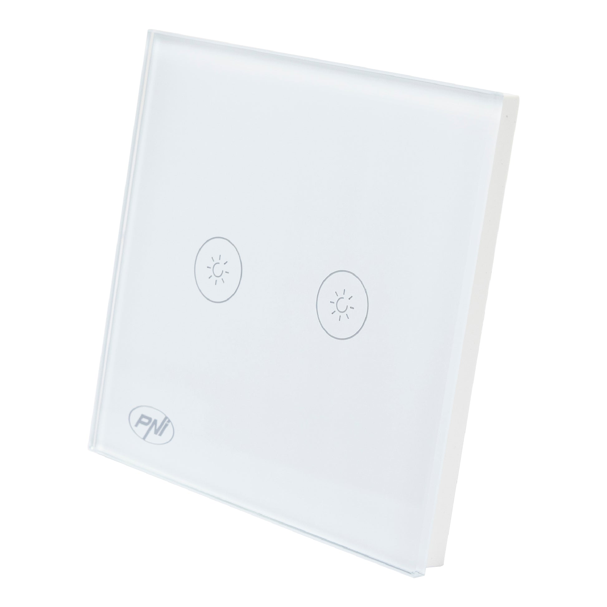 Intrerupator dublu cu touch si dimmer PNI SafeHome DIM202 2X700W,  Live Wire, fara nul, sticla