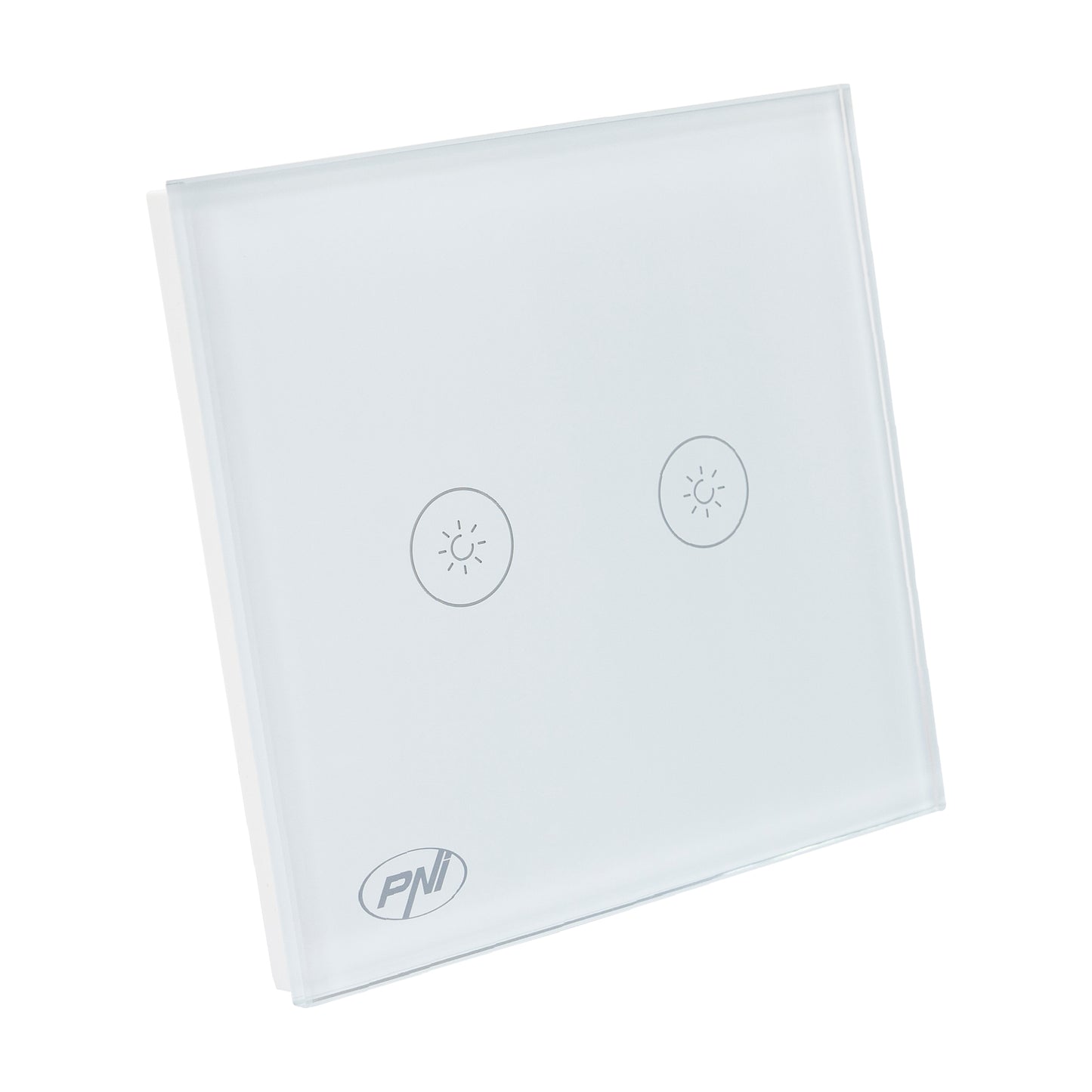 Intrerupator dublu cu touch si dimmer PNI SafeHome DIM202 2X700W,  Live Wire, fara nul, sticla