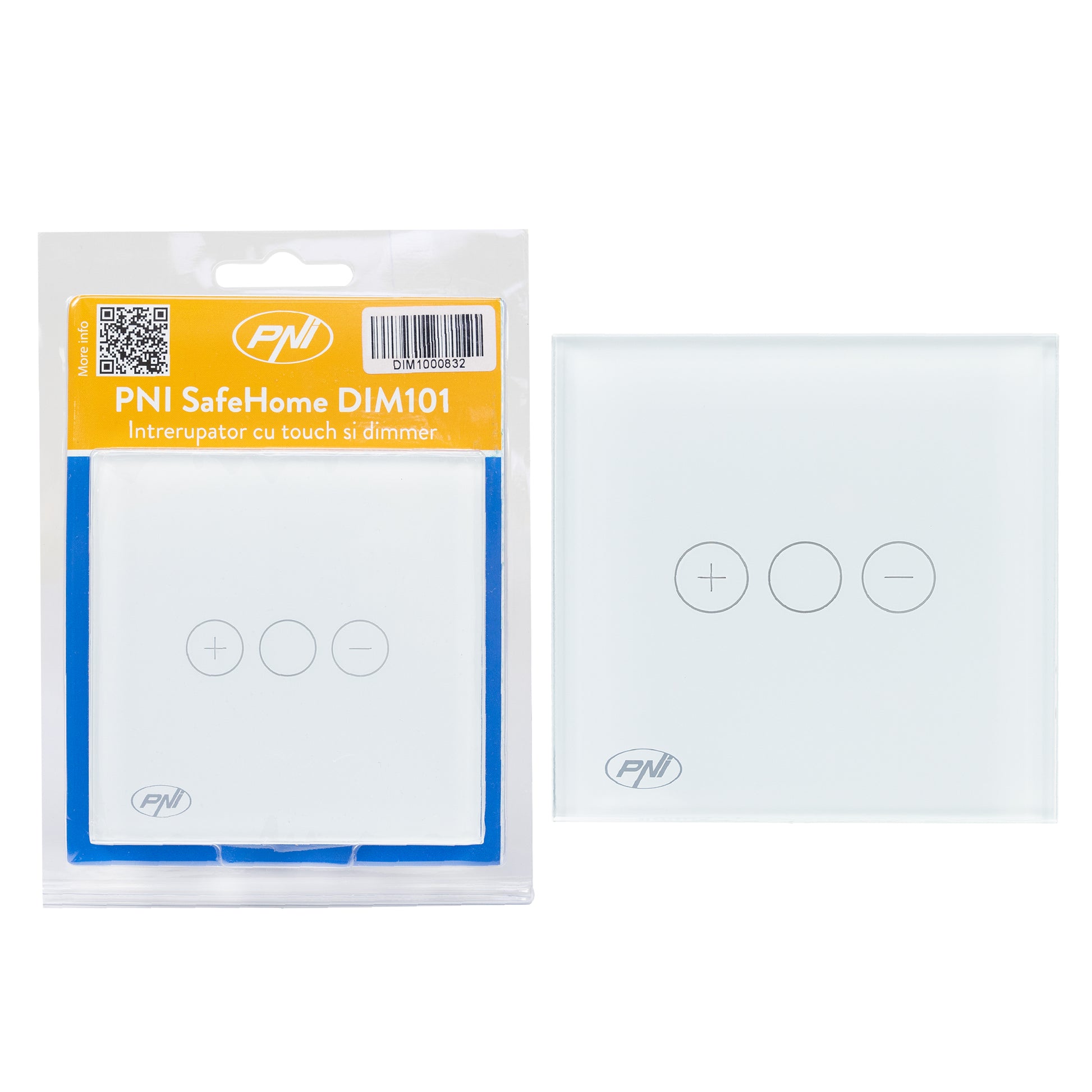 Intrerupator simplu cu touch si dimmer PNI SafeHome DIM101 1X700W,  Live Wire, fara nul, sticla dimabil