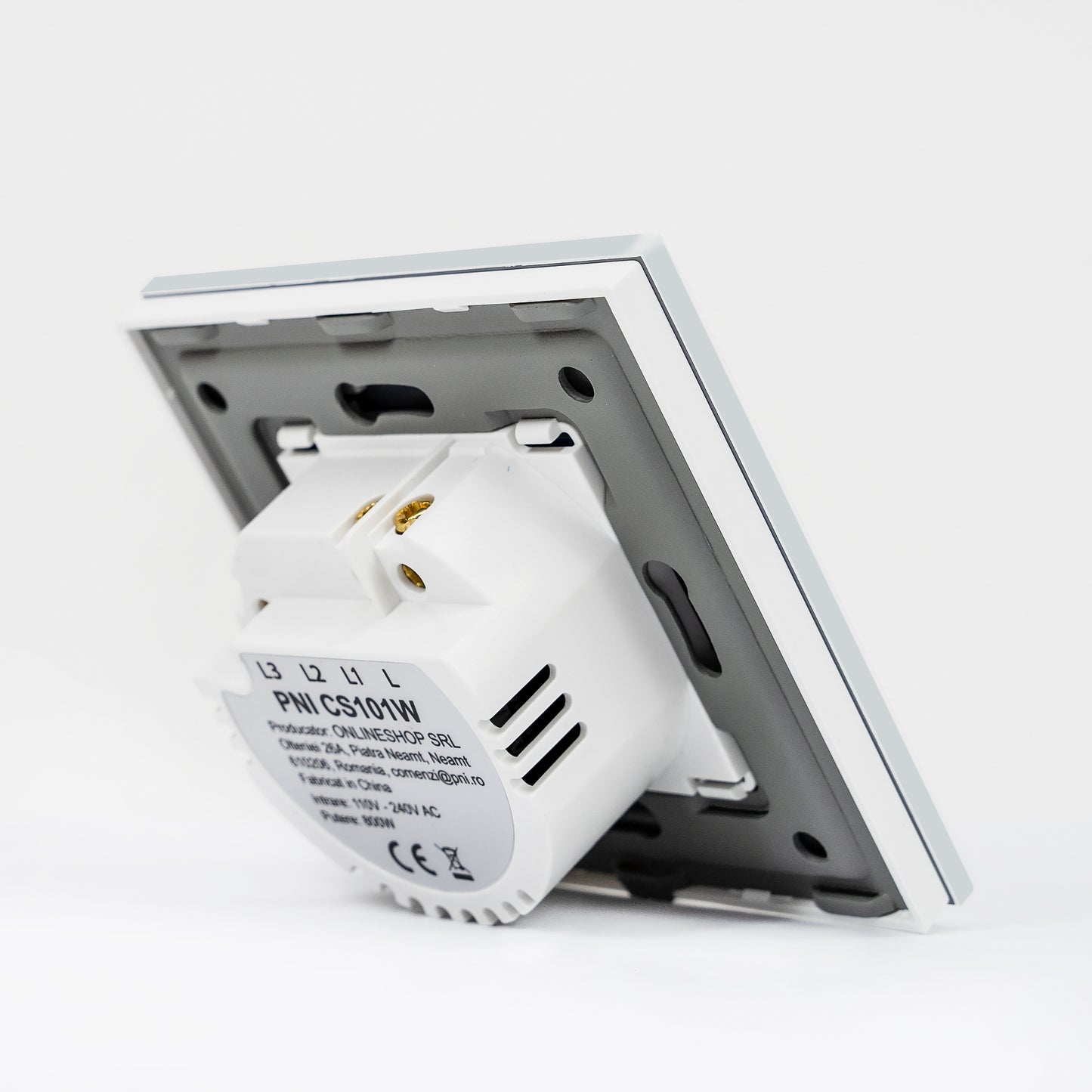 Intrerupator cap scara si cap cruce simplu cu touch PNI CS101W din sticla, alb cu LED indicator, 800W