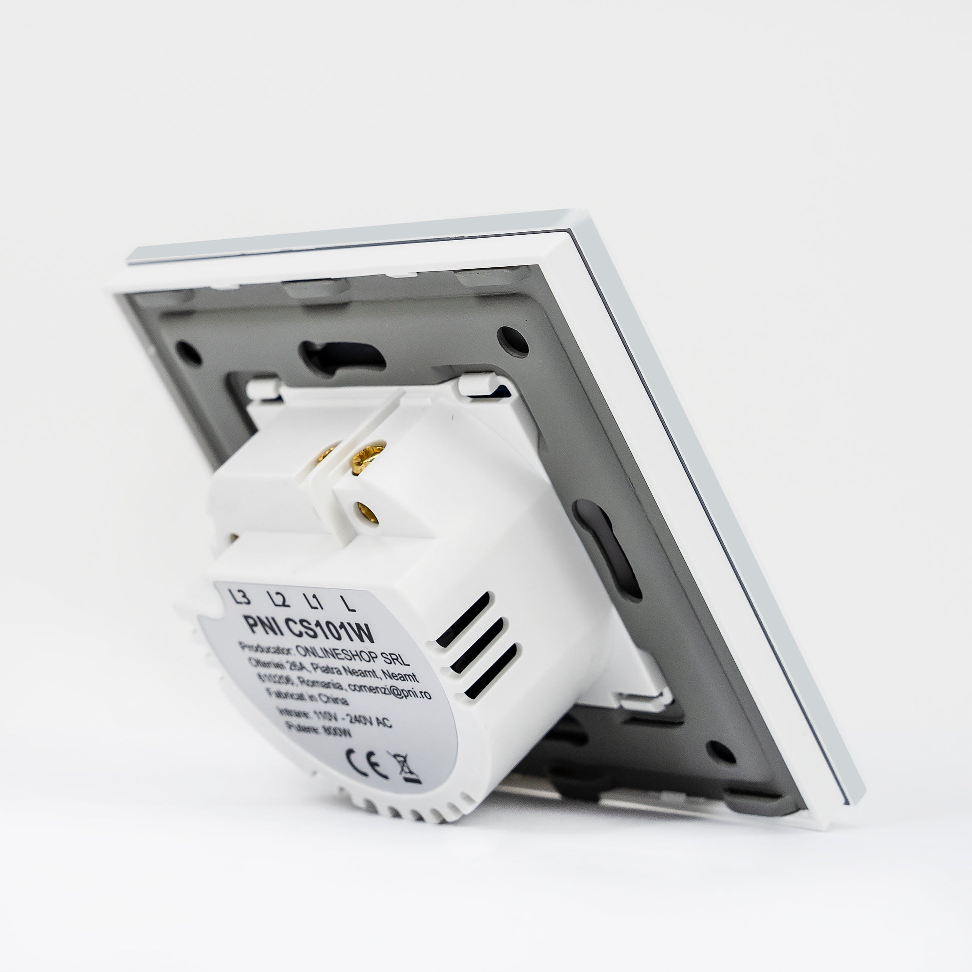 Intrerupator cap scara si cap cruce simplu cu touch PNI CS101W din sticla, alb cu LED indicator, 800W