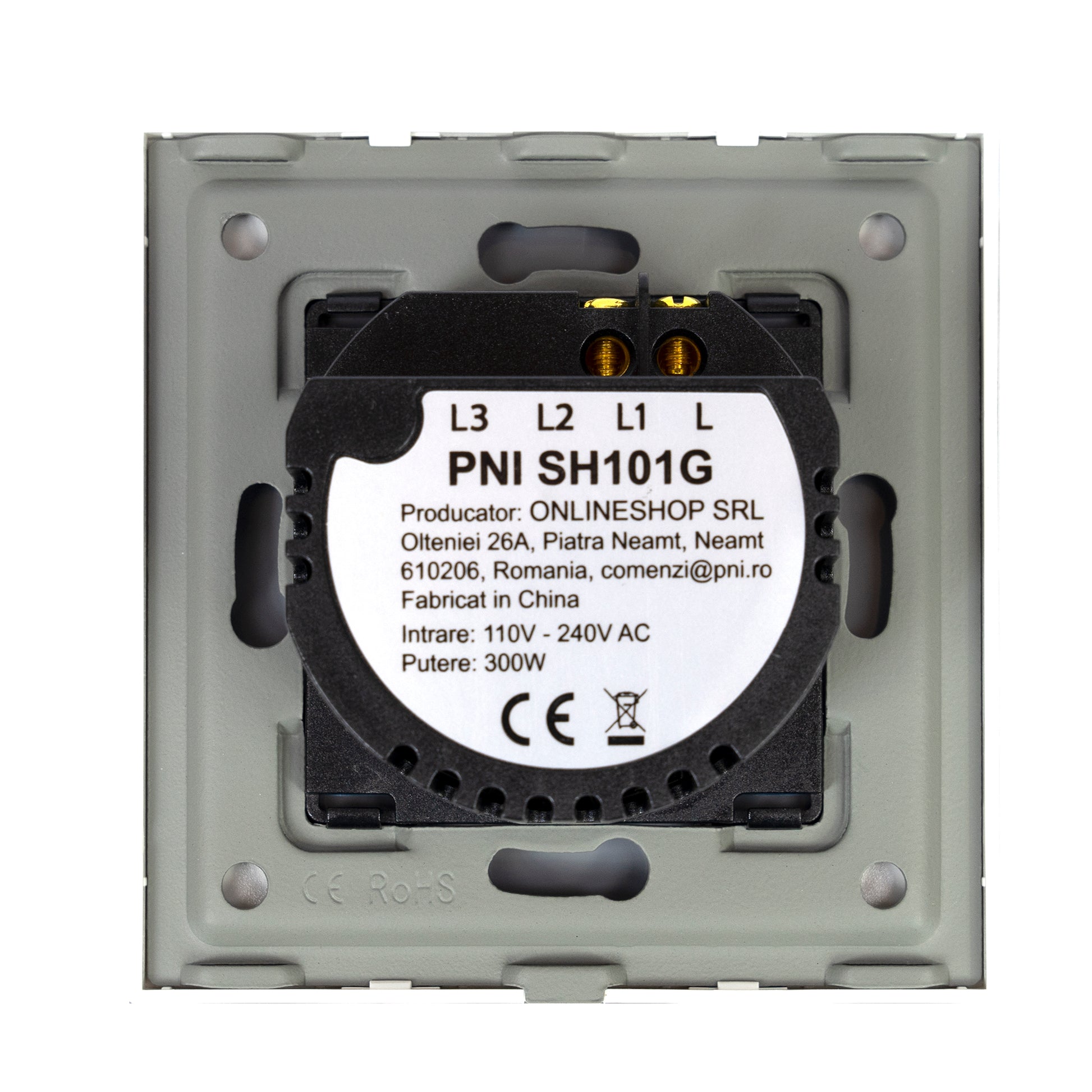 Intrerupator simplu cu touch PNI SH101G din sticla, Gold cu LED indicator culoare auriu