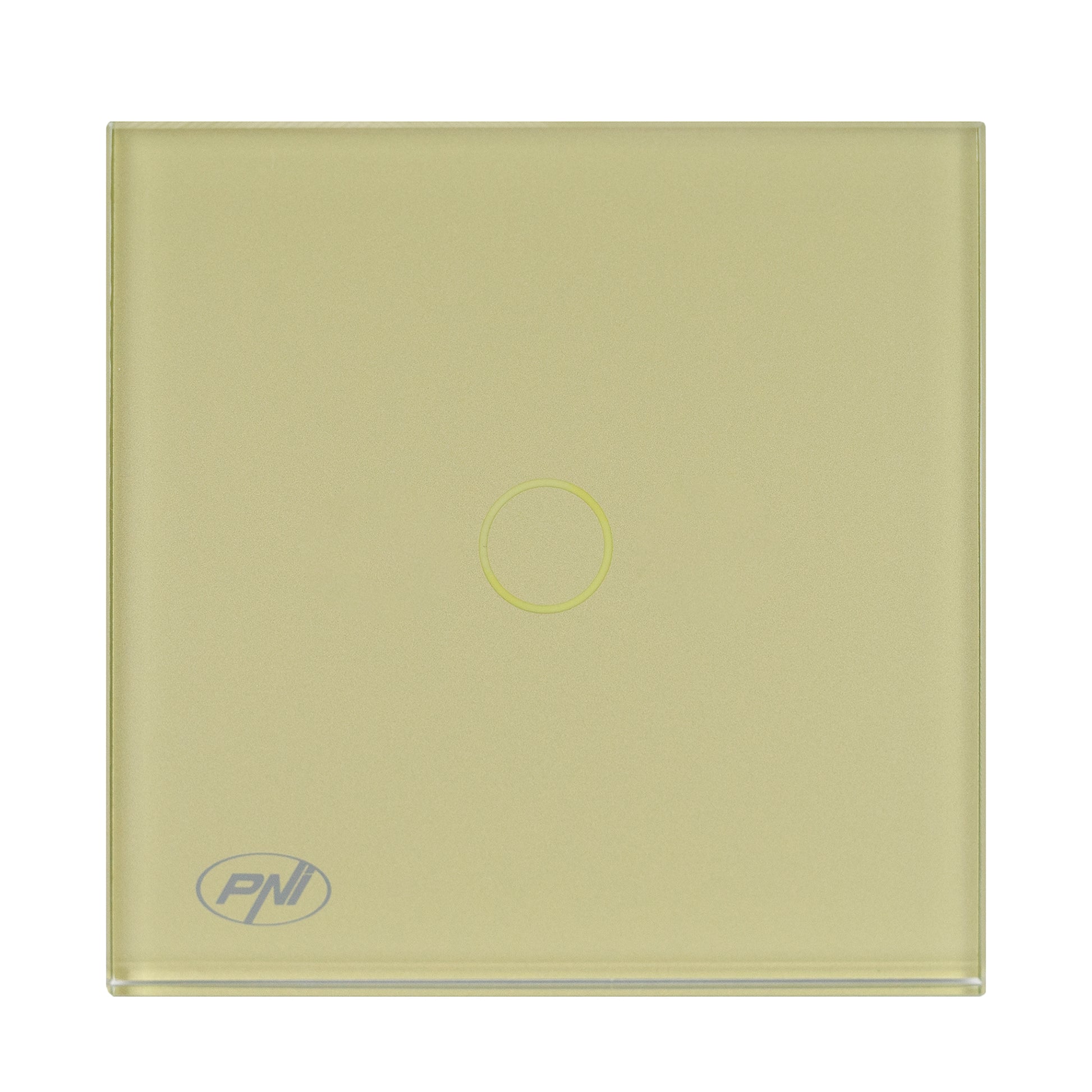 Intrerupator simplu cu touch PNI SH101G din sticla, Gold cu LED indicator culoare auriu