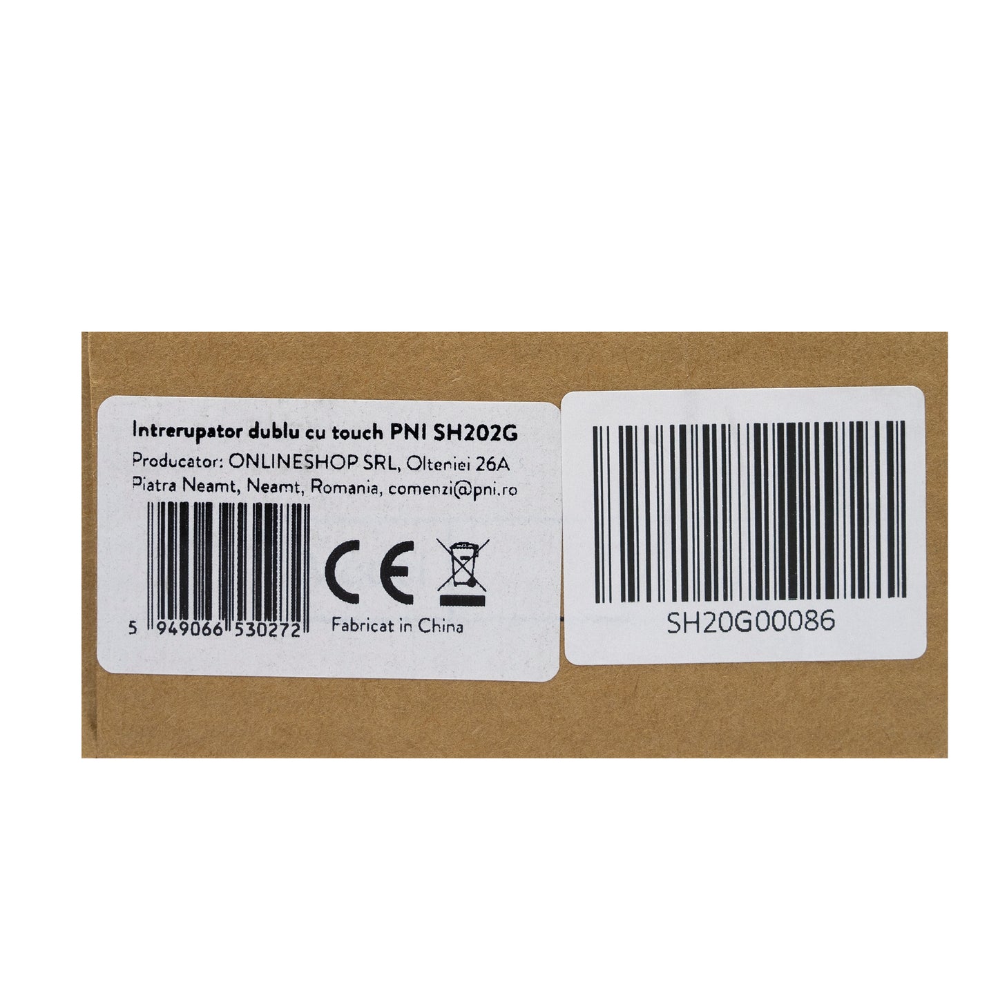 Intrerupator dublu cu touch PNI SH202G din sticla, gold cu LED indicator, culoare auriu