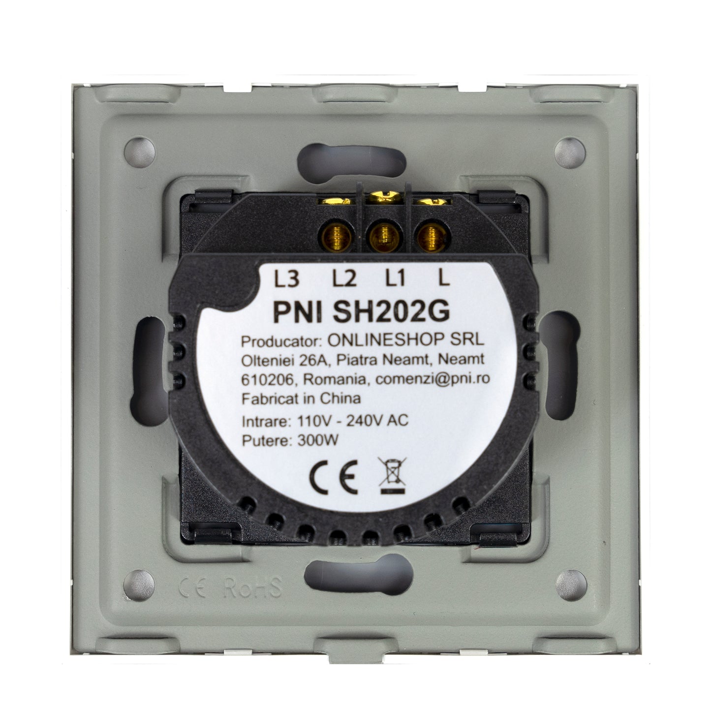 Intrerupator dublu cu touch PNI SH202G din sticla, gold cu LED indicator, culoare auriu