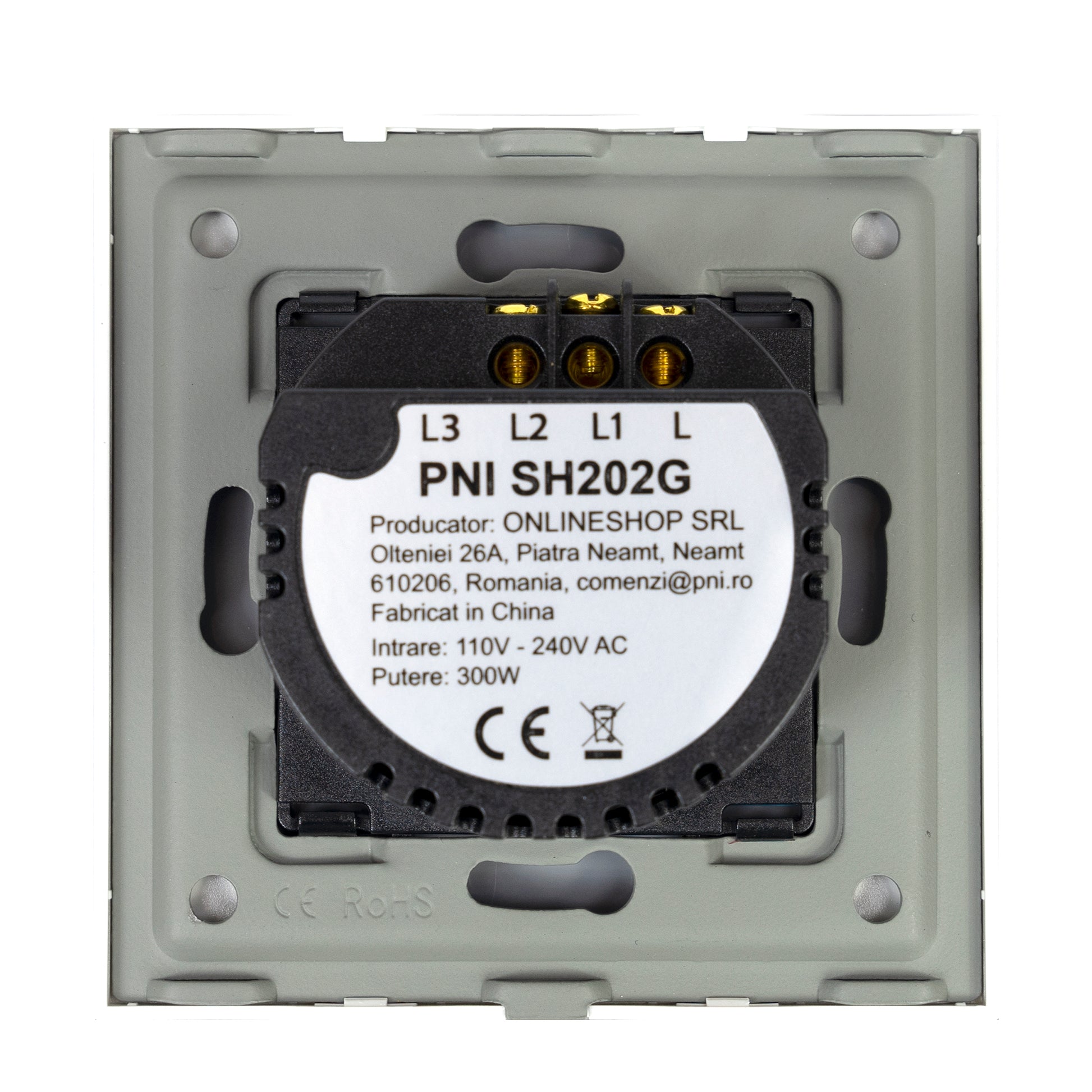 Intrerupator dublu cu touch PNI SH202G din sticla, gold cu LED indicator, culoare auriu