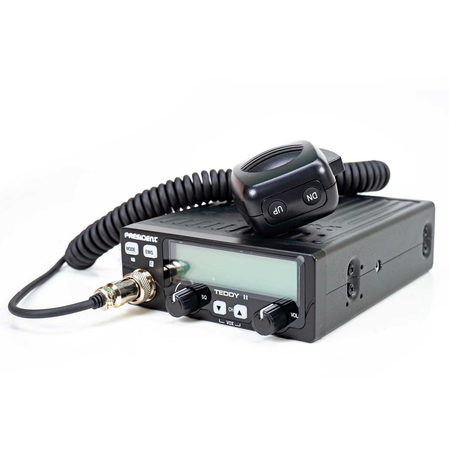 Kit Statie radio CB President Teddy II ASC AM/FM, VOX, NB, ANL, 12V + Antena CB PNI ML70, lungime 70cm, 26-30MHz, 200W
