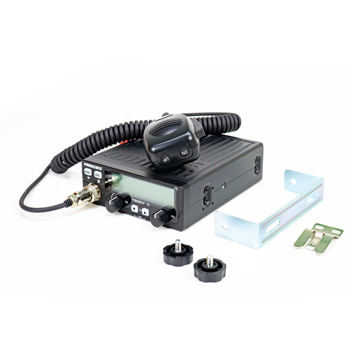 Kit Statie radio CB President Teddy II ASC AM/FM, VOX, NB, ANL, 12V + Antena CB PNI ML70, lungime 70cm, 26-30MHz, 200W