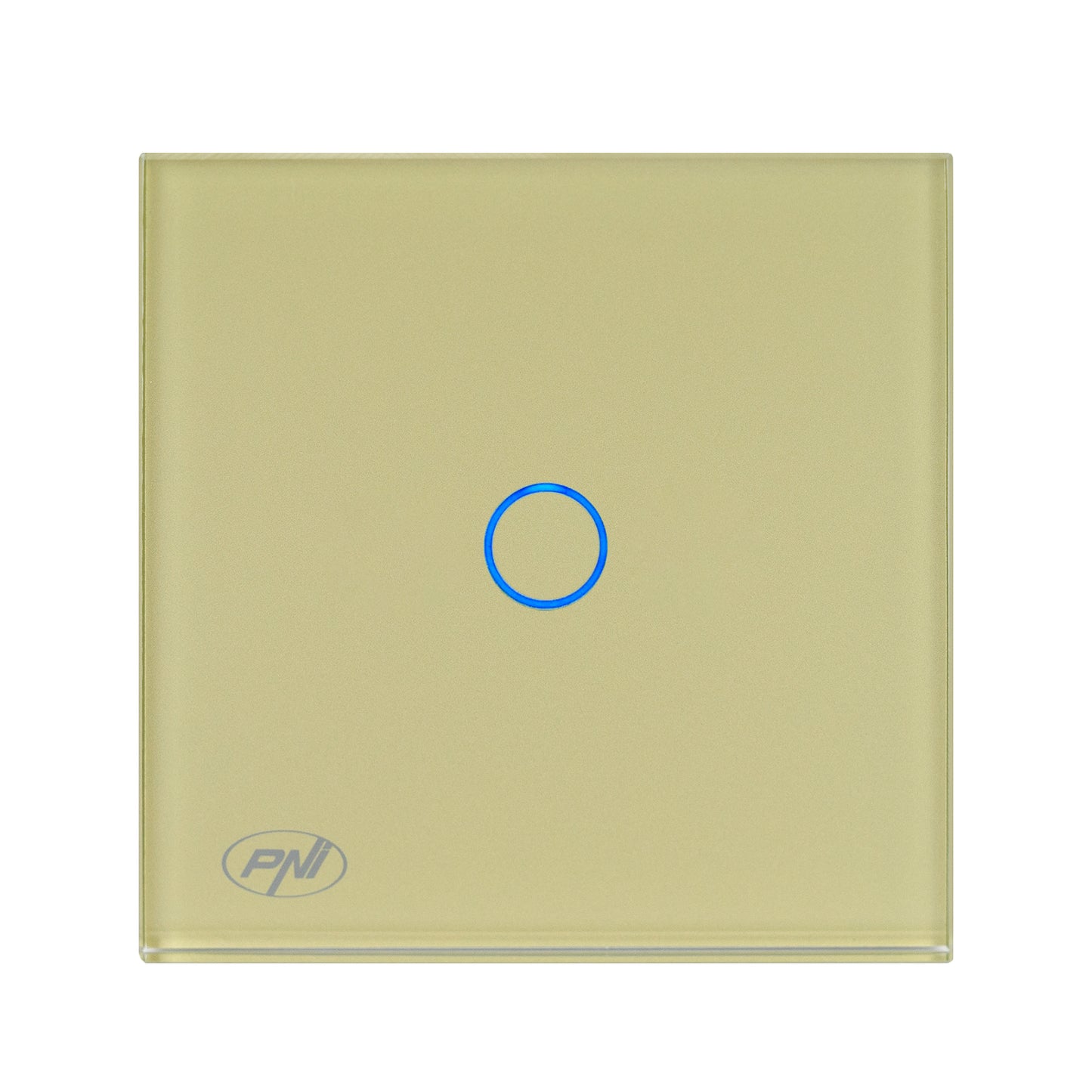 Intrerupator simplu cu touch PNI SH101G din sticla, Gold cu LED indicator culoare auriu