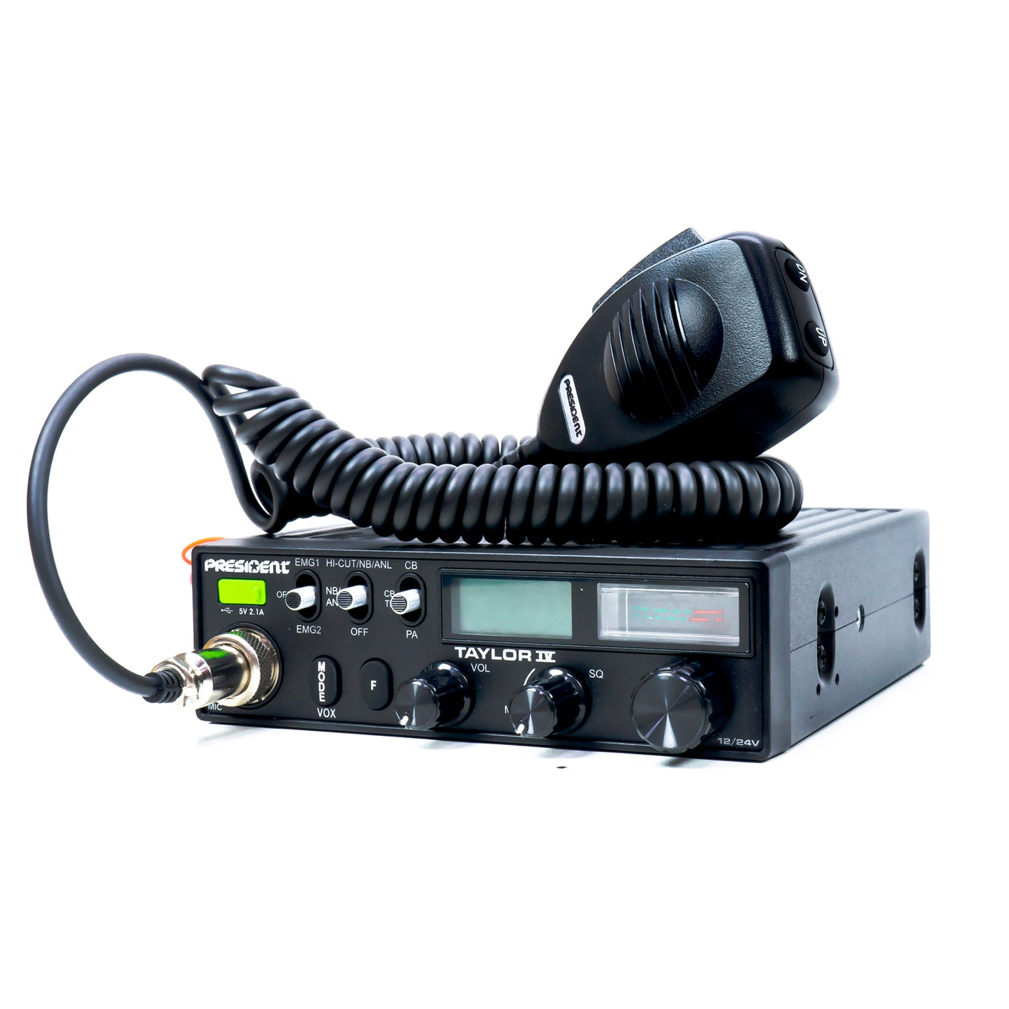 Kit Statie radio CB President TAYLOR IV ASC + Antena CB PNI ML70, lungime 70cm, 26-30MHz, 200W