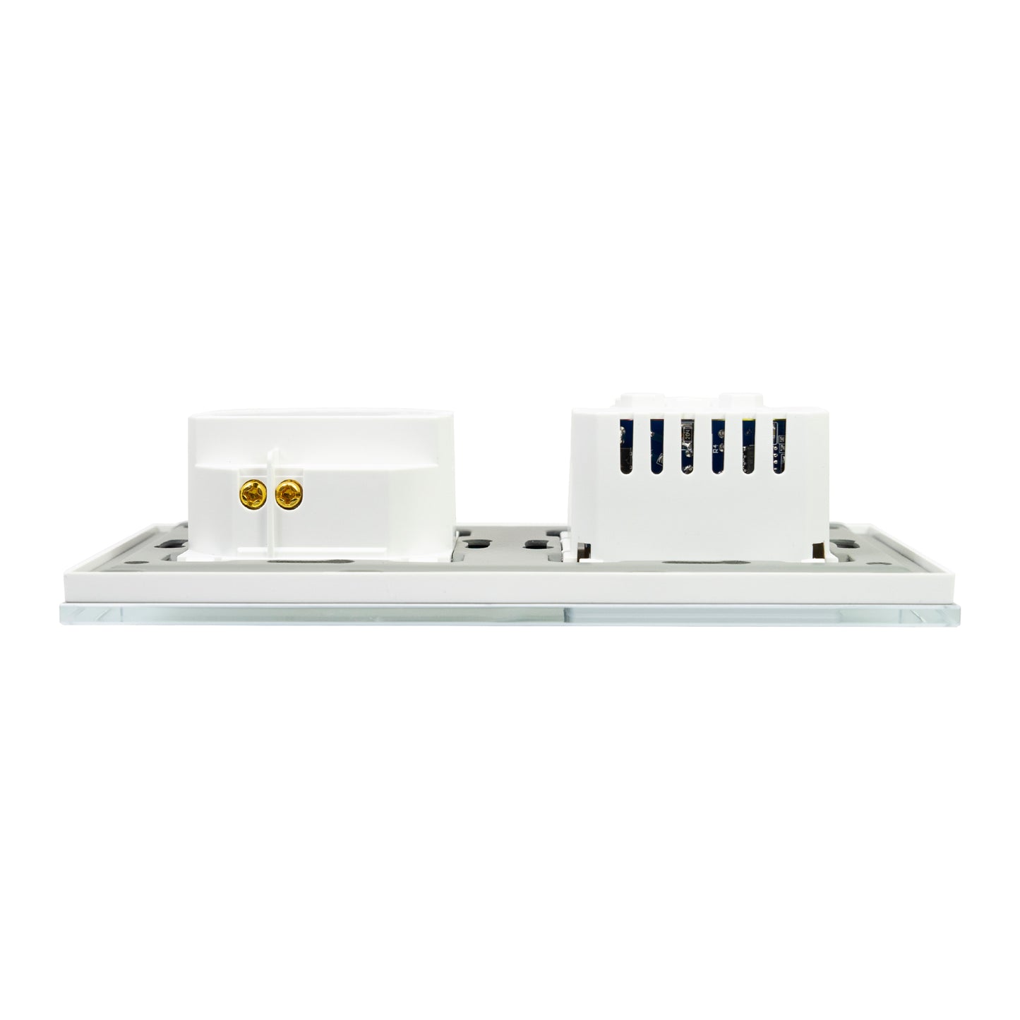 Intrerupator simplu PNI SH115W din sticla cu touch, combinat cu priza Schuko si mufe USB