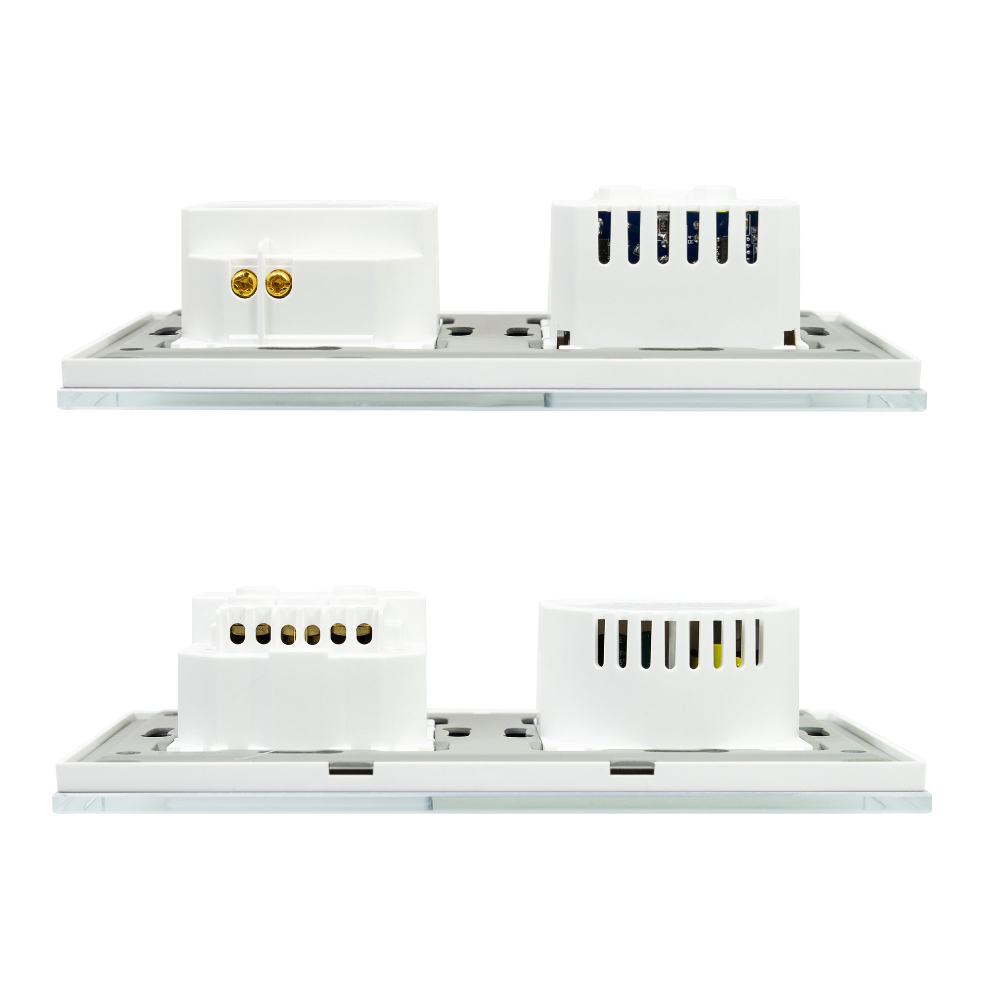 Intrerupator simplu PNI SH115W din sticla cu touch, combinat cu priza Schuko si mufe USB