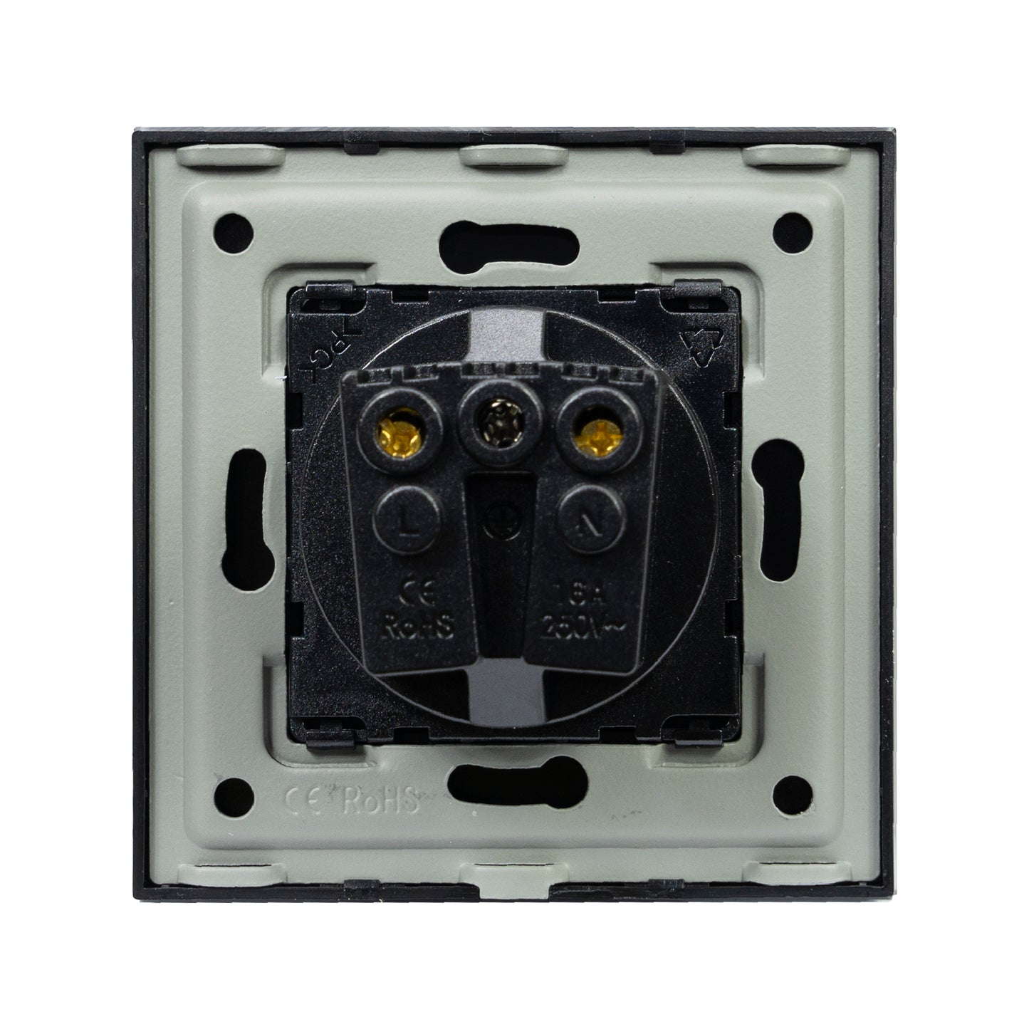 Priza simpla incastrabila PNI WP101B, cu rama din sticla, 16A, 3700W, 230V, negru