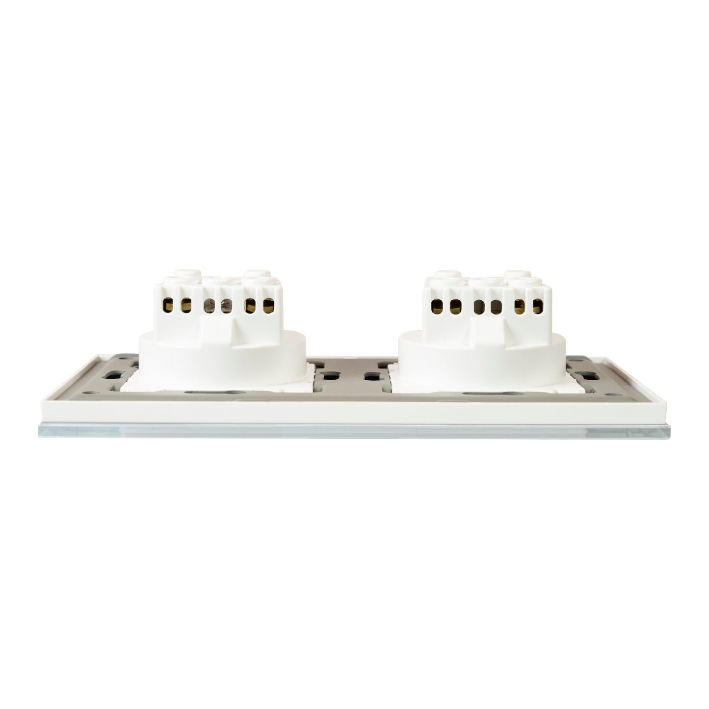 Priza dubla incastrabila PNI WP202W, cu rama din sticla, 16A, 2X3000W, 230V, alb