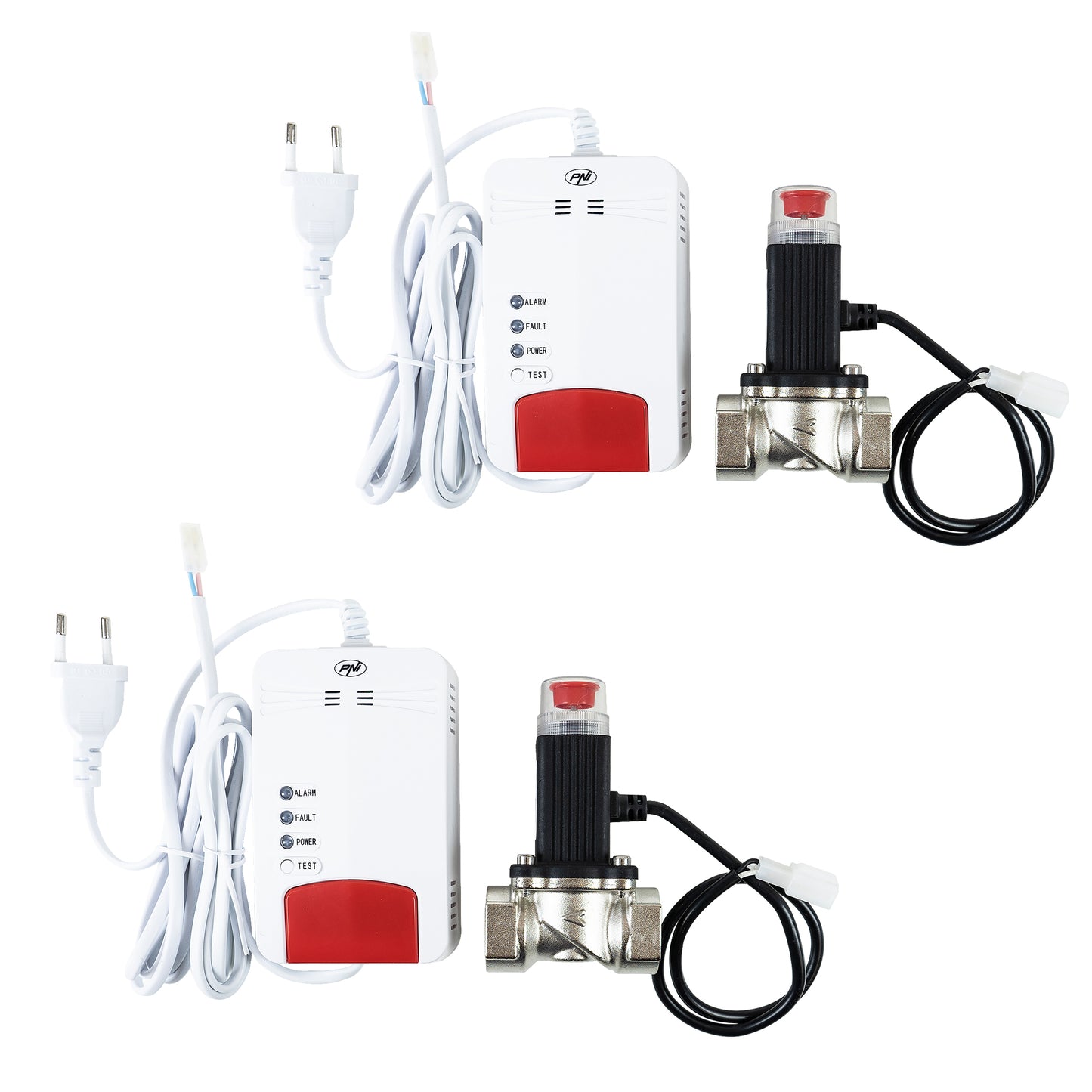 Kit PNI Safe House Dual Gas 250 cu 2 senzori si 2 electrovalve 3/4 inch, 85dB, alb