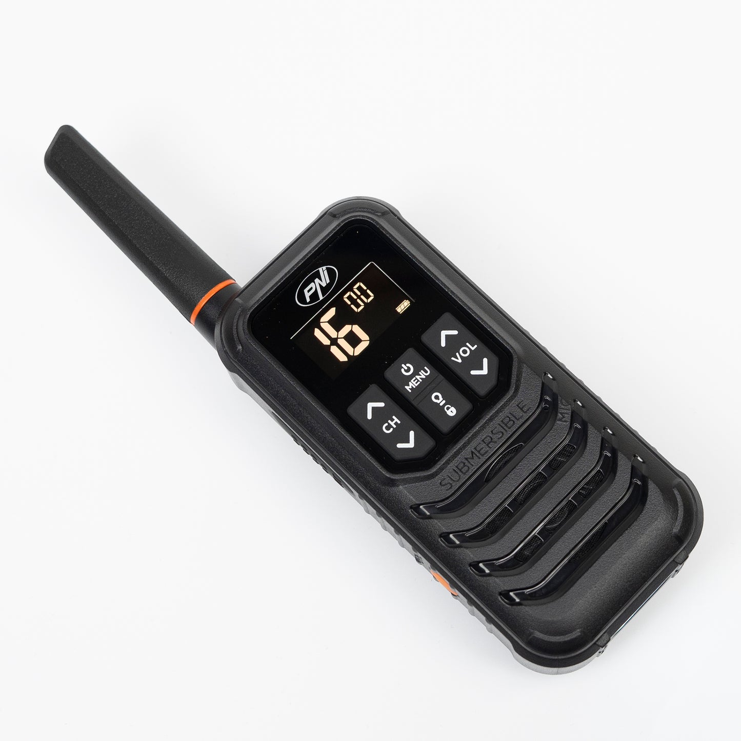 Statie radio portabila PNI PMR R80 PRO, set cu 2 bucati, 0.5W, 16 canale, Waterproof IP67, cu lanterna LED, buton SOS, VOX, USB-C