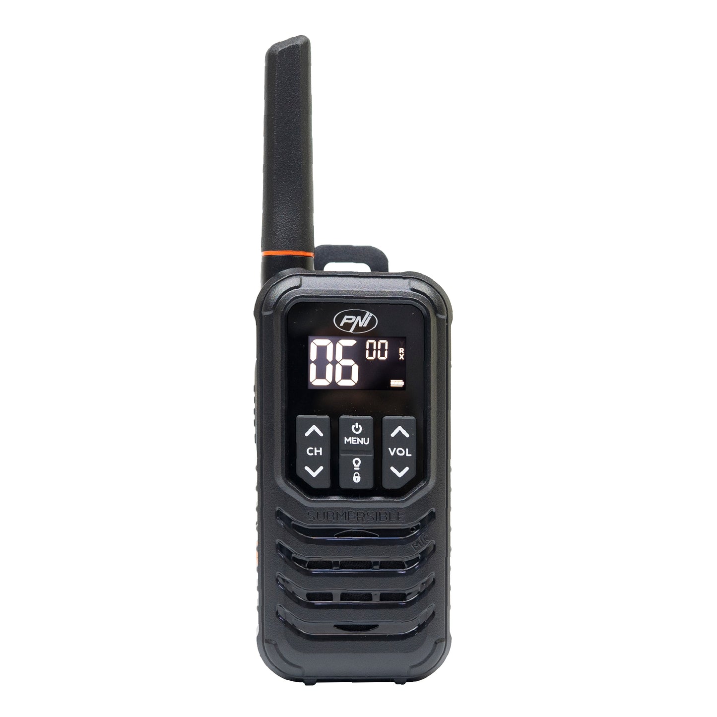 Statie radio portabila PNI PMR R80 PRO, set cu 2 bucati, 0.5W, 16 canale, Waterproof IP67, cu lanterna LED, buton SOS, VOX, USB-C