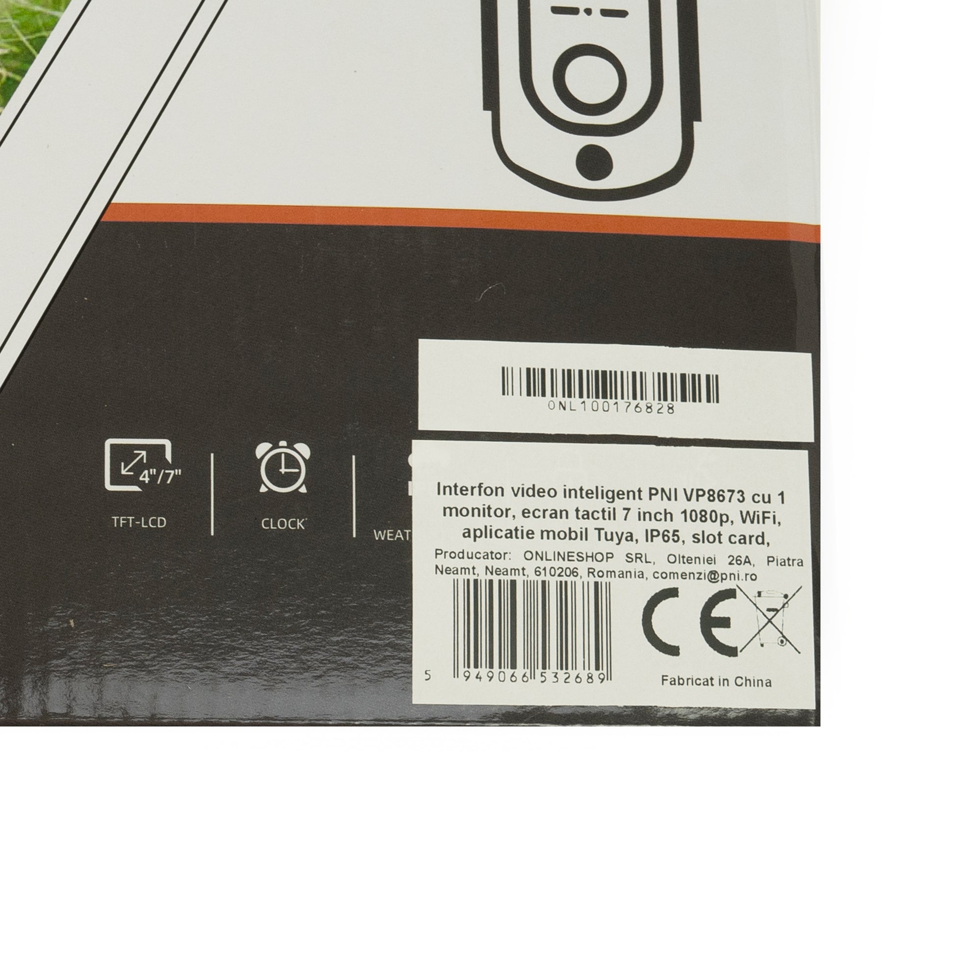 Interfon video inteligent PNI VP8673 cu 1 monitor, ecran tactil 7 inch 1080p, WiFi, aplicatie mobil Tuya, IP65, slot card, ecran