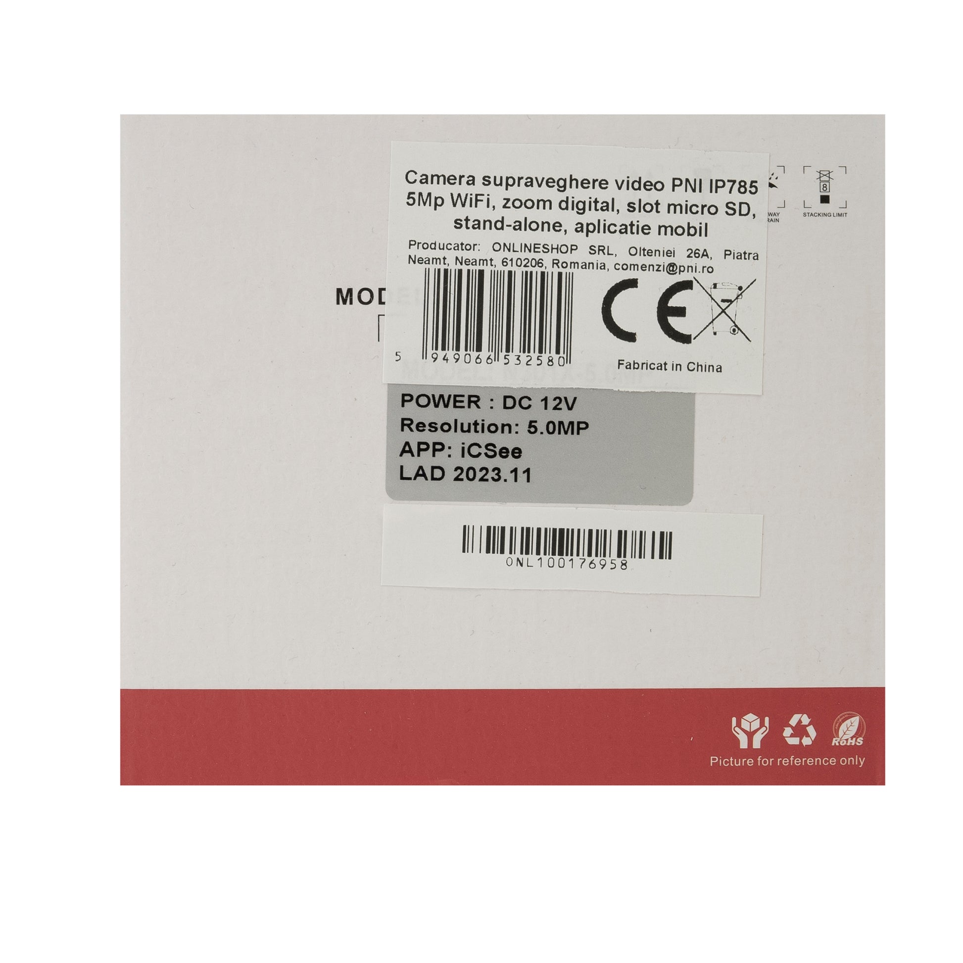 Camera supraveghere video PNI IP785 5Mp WiFi, zoom digital, slot micro SD, stand-alone, aplicatie mobil