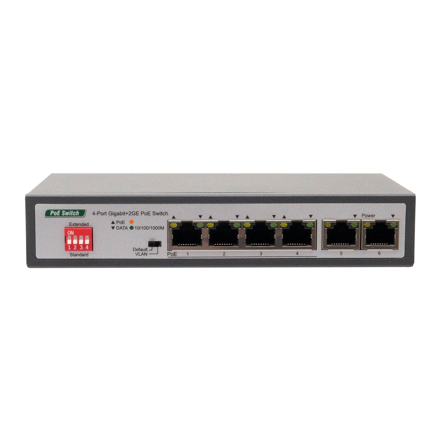 Switch PNI SWPOE243, POE, 6 x 10/100/1000 Mbps, Gigabit, din care 4 porturi PoE, carcasa metalica