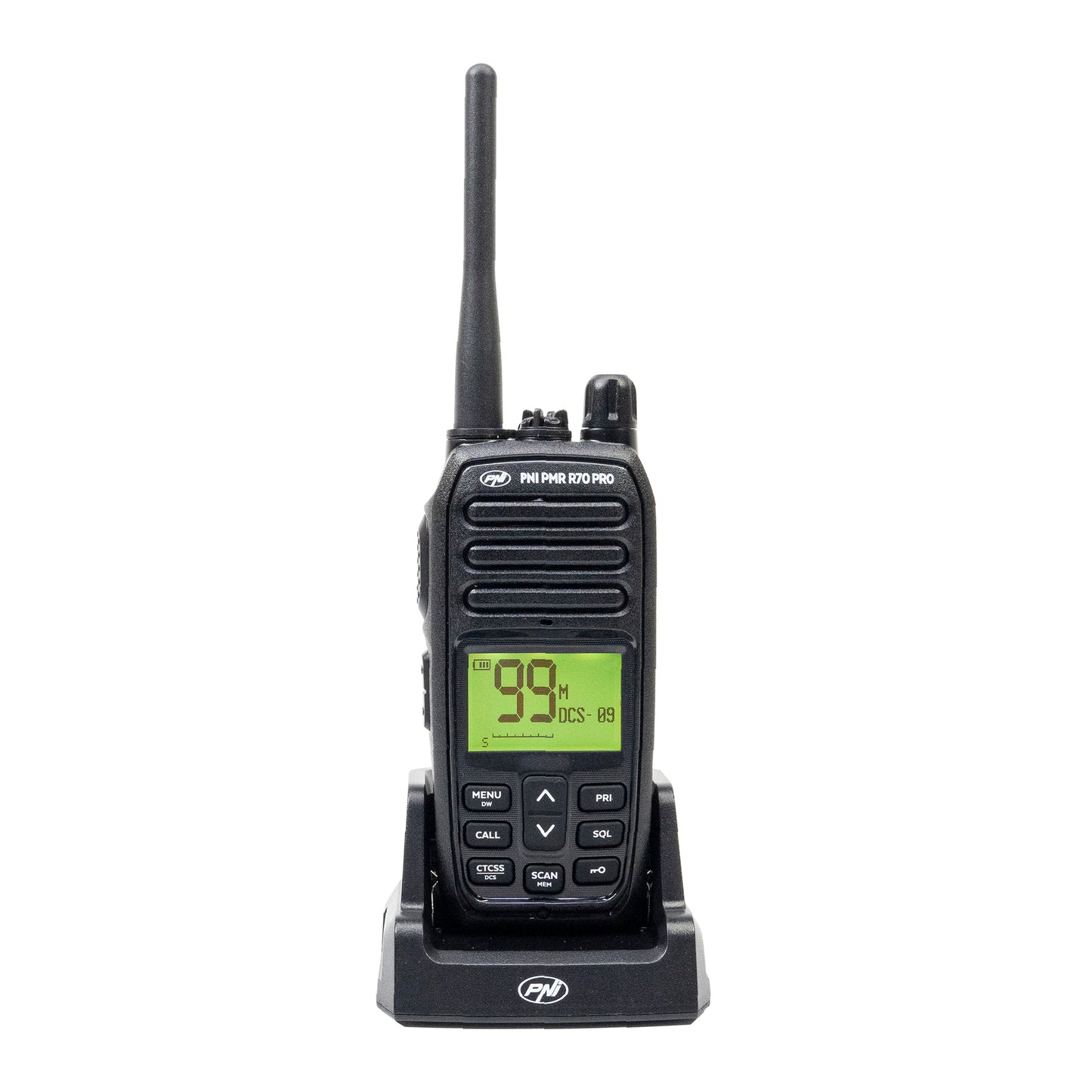 Statie radio portabila PNI PMR R70 PRO 446MHz, 16CH 0.5W, 99 canale programabile PC, tonuri 50 CTCSS si 166 DCS, IP67