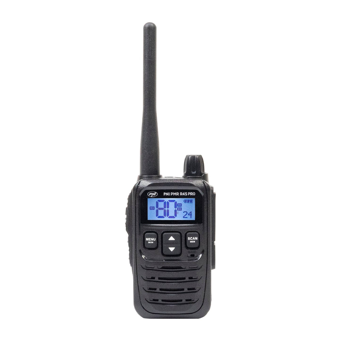 Statie radio portabila PNI PMR R45 PRO 446MHz, 0.5W, 99 canale programabile, 16 PMR si tonuri 38 CTCSS si 104 DCS, Squelch 5 niveluri, VOX, TOT, BCL, Scan, Roger Beep