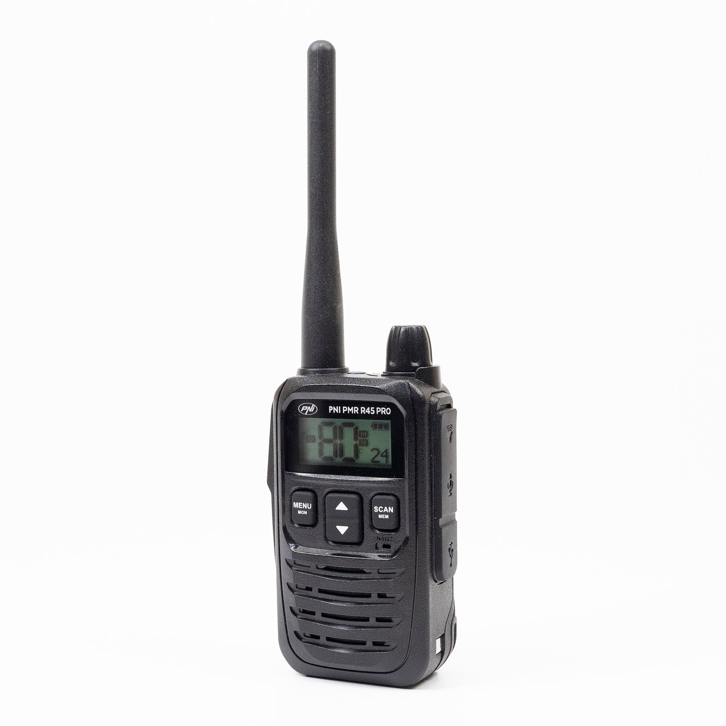 Statie radio portabila PNI PMR R45 PRO 446MHz, 0.5W, 99 canale programabile, 16 PMR si tonuri 38 CTCSS si 104 DCS, Squelch 5 niveluri, VOX, TOT, BCL, Scan, Roger Beep