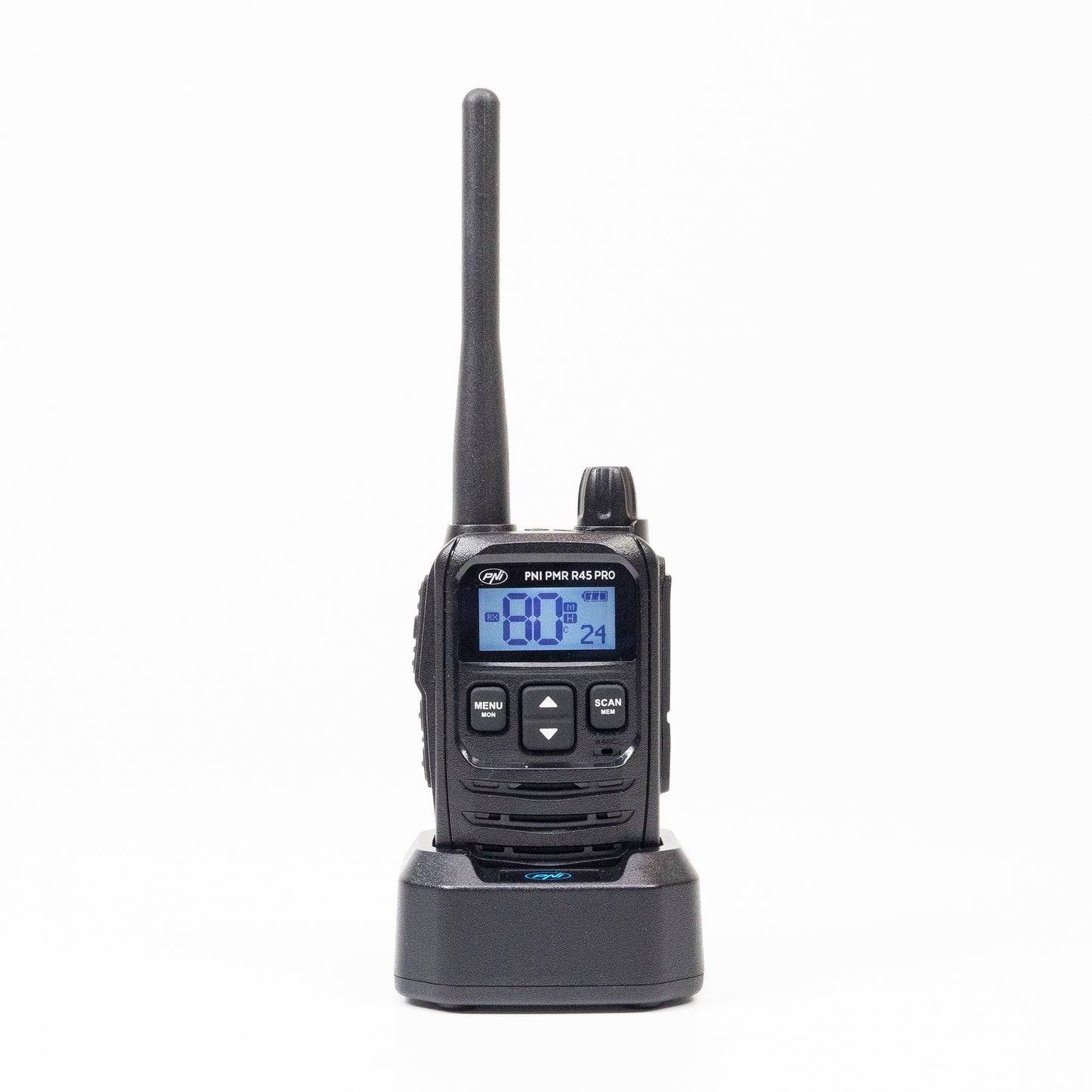 Statie radio portabila PNI PMR R45 PRO 446MHz, 0.5W, 99 canale programabile, 16 PMR si tonuri 38 CTCSS si 104 DCS, Squelch 5 niveluri, VOX, TOT, BCL, Scan, Roger Beep
