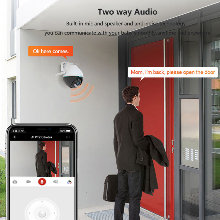 Camera supraveghere video wireless PNI IP798 4MP, cu IP, rotire dupa miscare, detectie forma umana, detectie miscare, audio bidirectional, slot card micro SD, control din aplicatia Tuya Smart