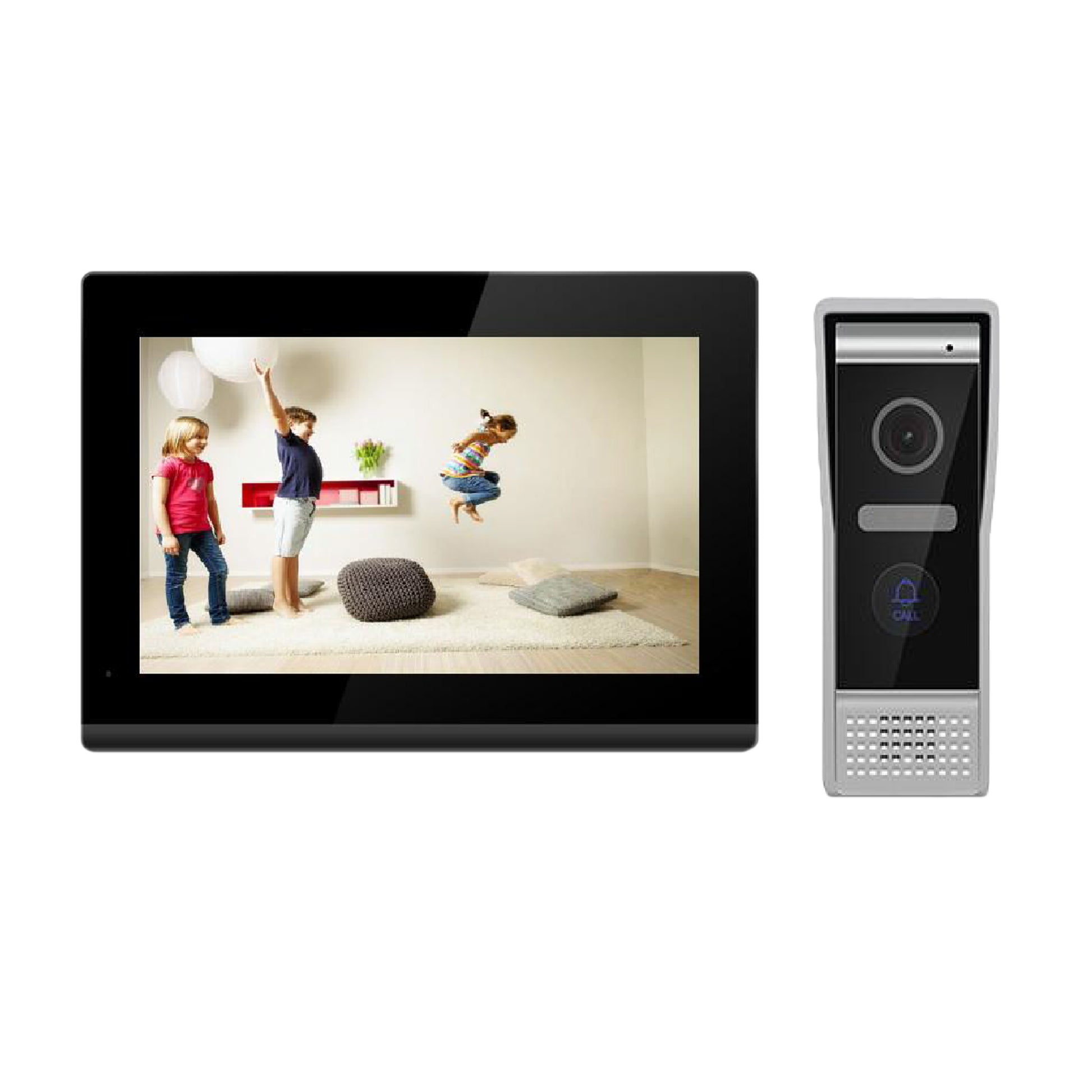 Interfon video inteligent PNI VP8373 cu 1 monitor, ecran tactil 7 inch 1080p, WiFi, aplicatie mobil Tuya, IP65, slot card, ecran, comunicare LAN, retea interfoane