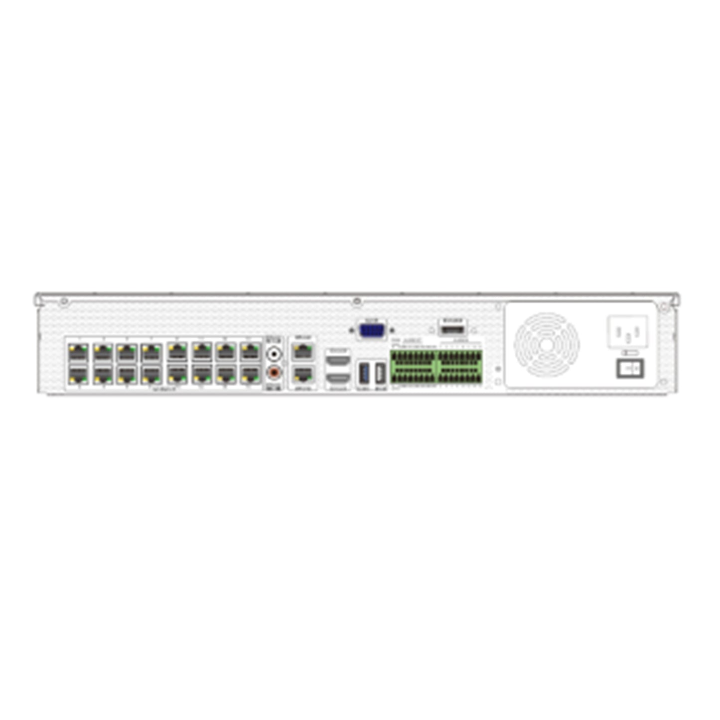 NVR PNI House 3316H4 cu IP 16CH POE 12MP, iesire 4K,Network Bandwidth 192Mbps/192Mbps, 2 x HDMI, 2 x LAN Gigabit, SATA x 4, E-SATA x 1