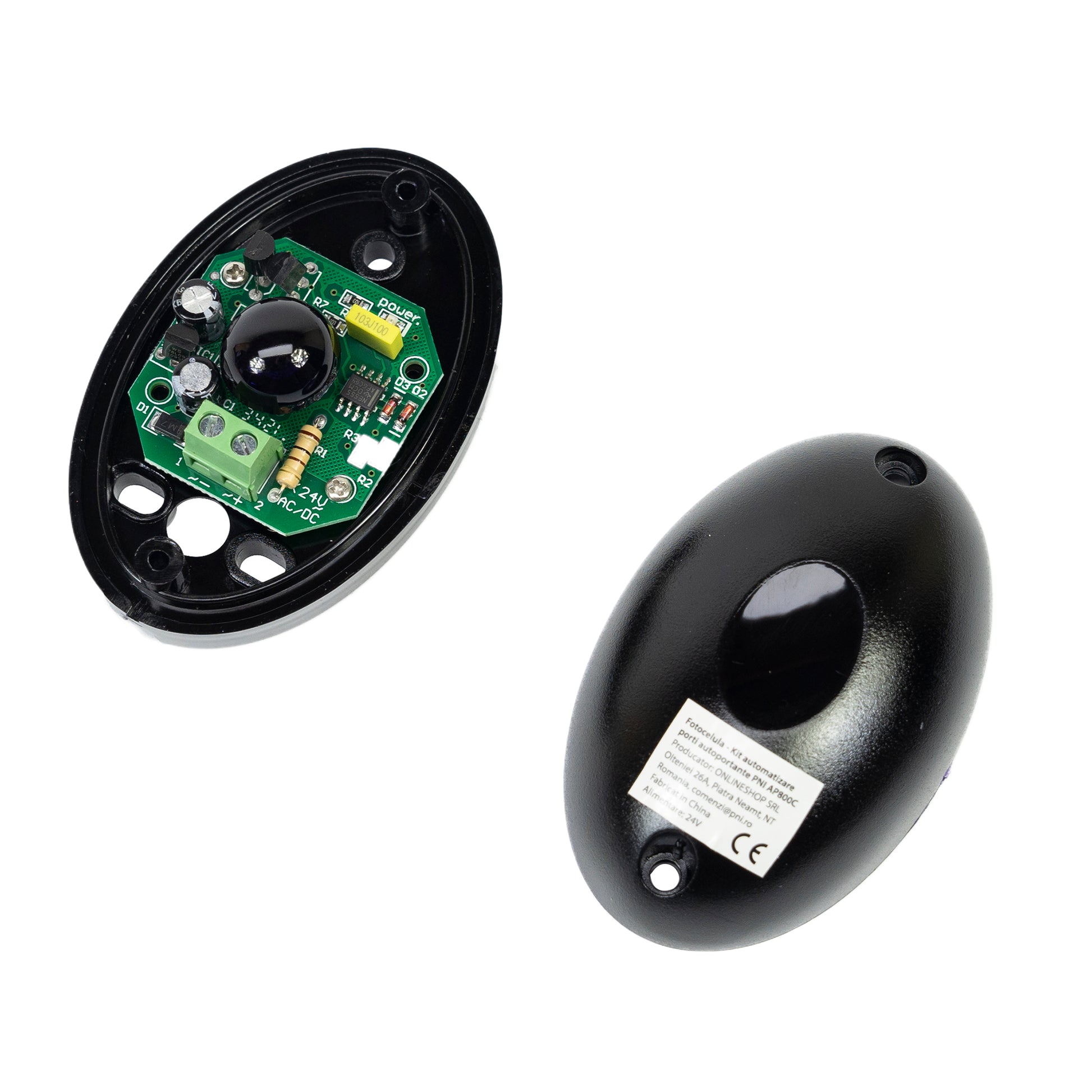 Fotocelule PNI CEL130, 1.92KHz, 12-24V, pentru porti autoportante, IP55, negru, 2 bucati