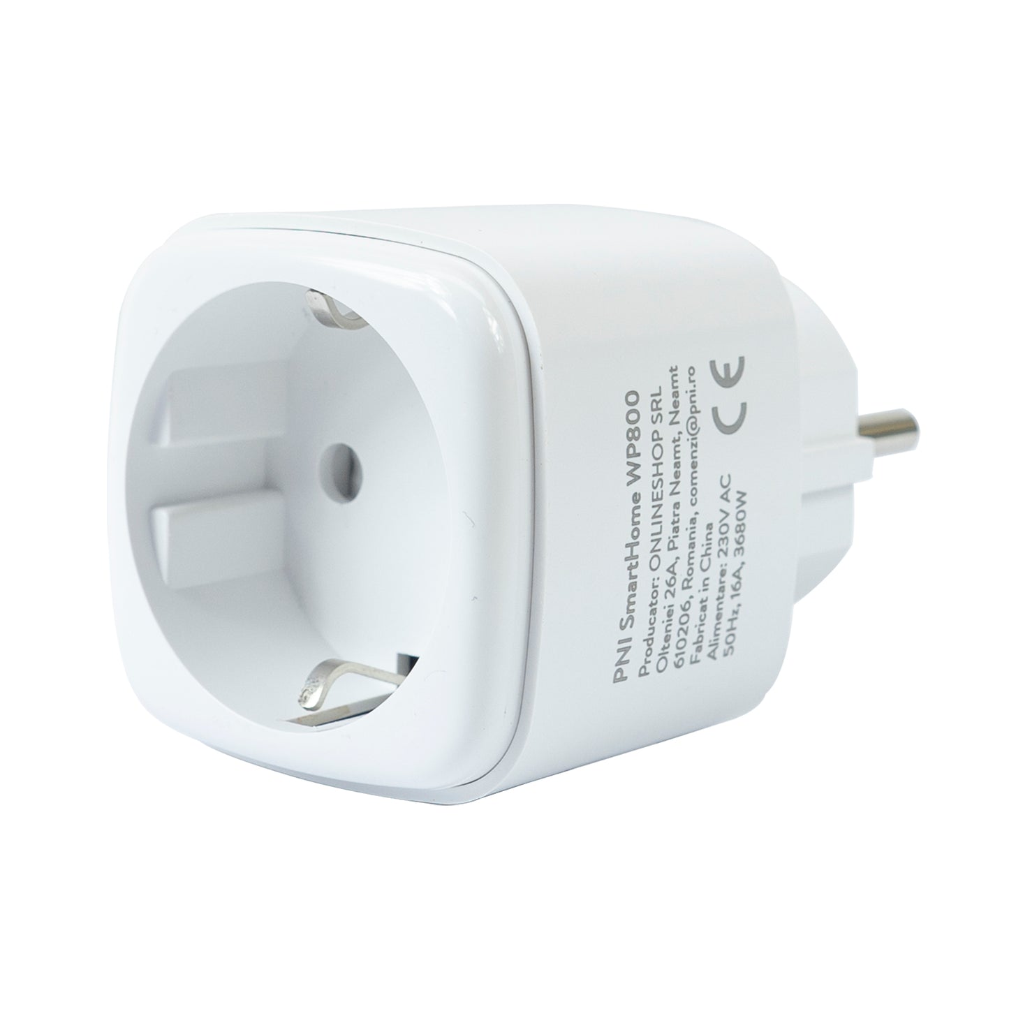 Priza inteligenta PNI SmartHome WP800 WiFi control prin internet, App Tuya Smart, compatibila cu Amazon Alexa si Google Home, masoara consumul de energie