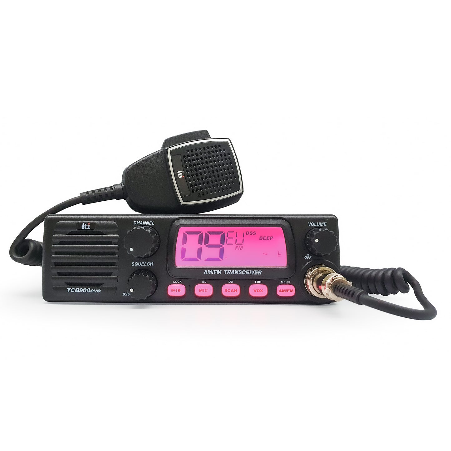 Statie radio CB TTi TCB-900 EVO, DSS, SQ, Dual Watch, Mic Gain, 12V-24V cu sticky pad Blue cadou
