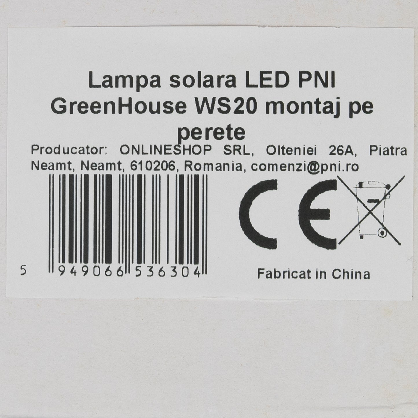 Lampa solara LED PNI GreenHouse WS20S montaj pe perete pentru iluminare numar proprietate