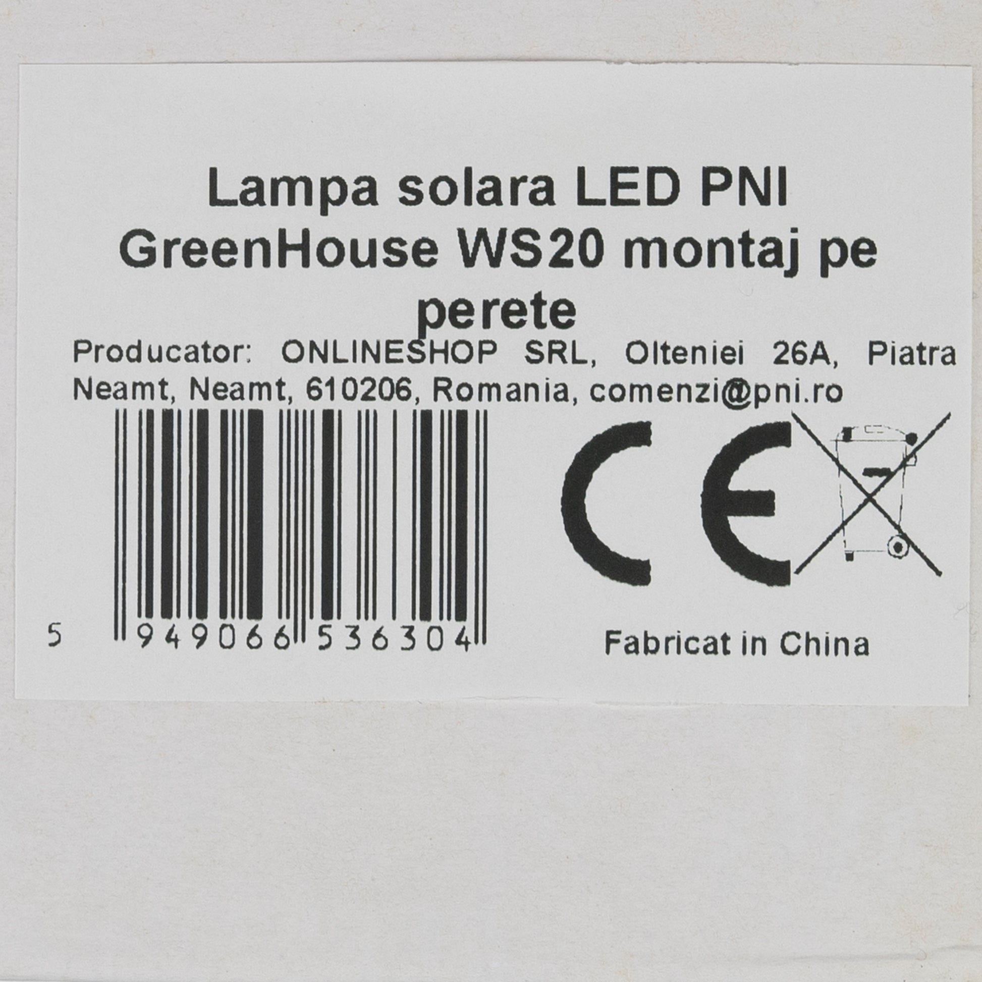 Lampa solara LED PNI GreenHouse WS20S montaj pe perete pentru iluminare numar proprietate