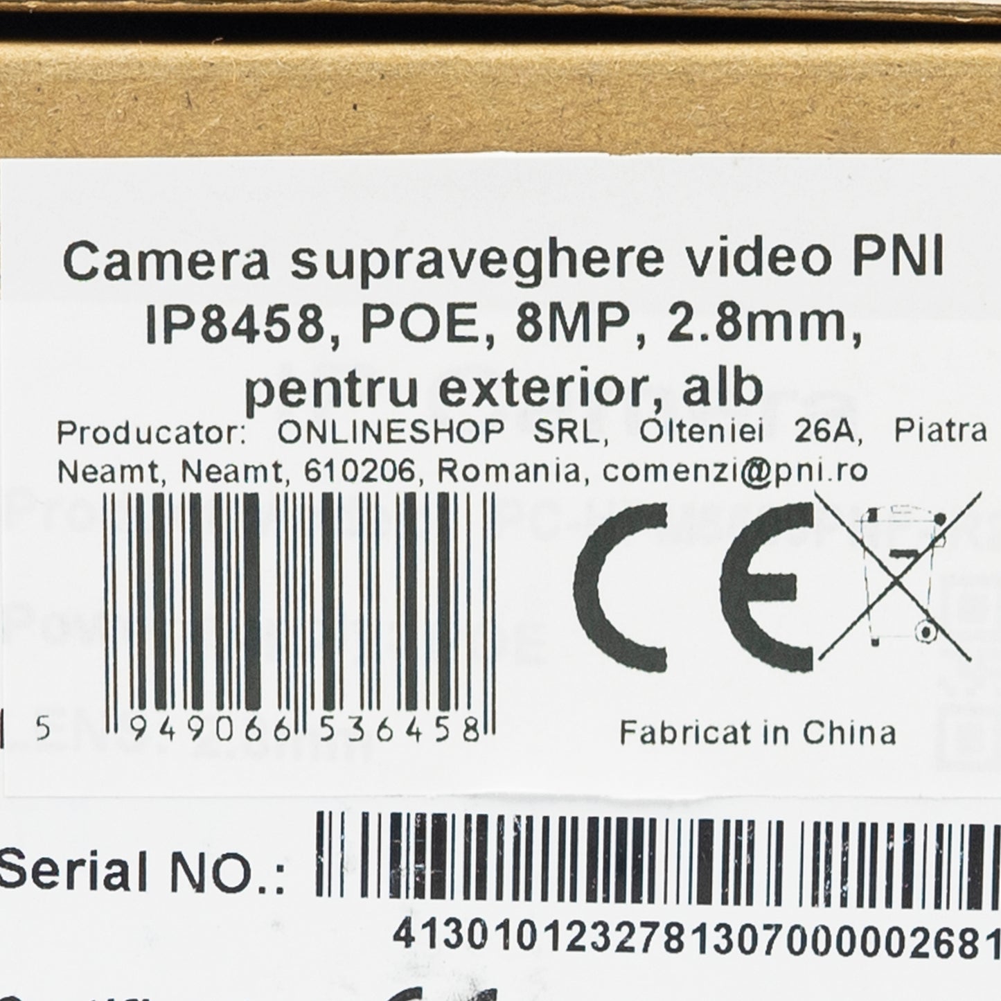 Camera supraveghere video PNI IP808JS, POE, 8MP, 2.8mm, black light, filmeaza color noaptea, pentru exterior, alb